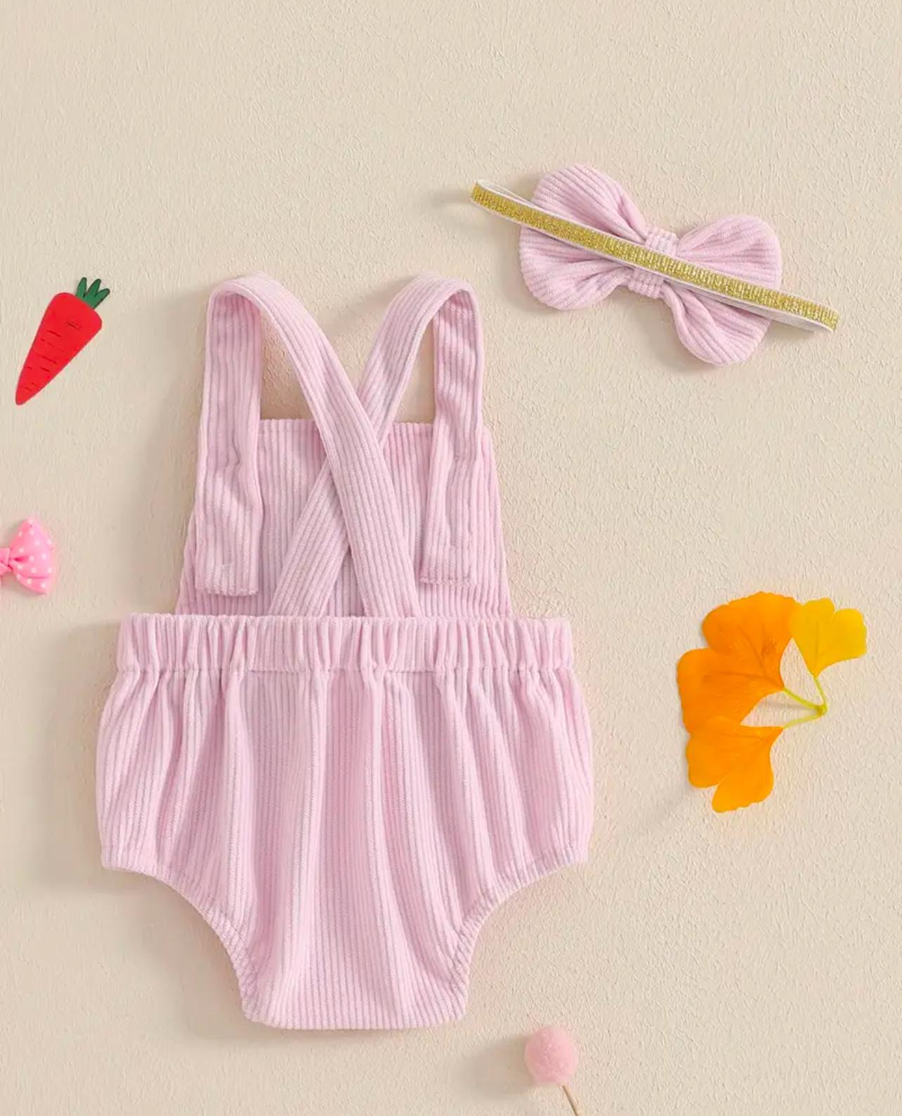 Baby Girl Pink Bunny Romper with Headband