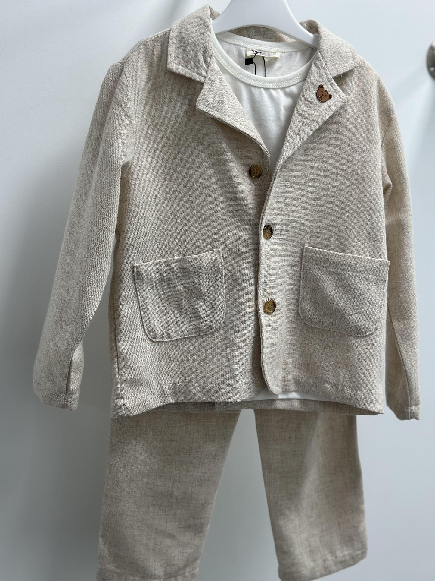 Linen 3 Piece Suit with Linen Pants and Cotton Tshirt