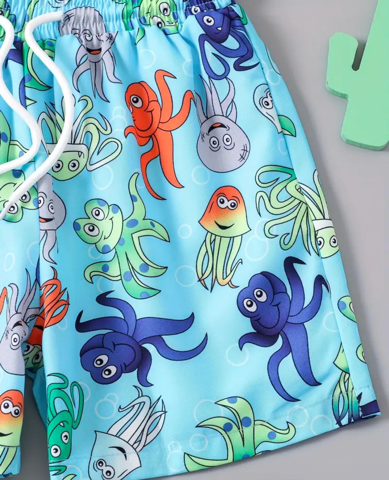 Boys Beach Swim Shorts - Octopus