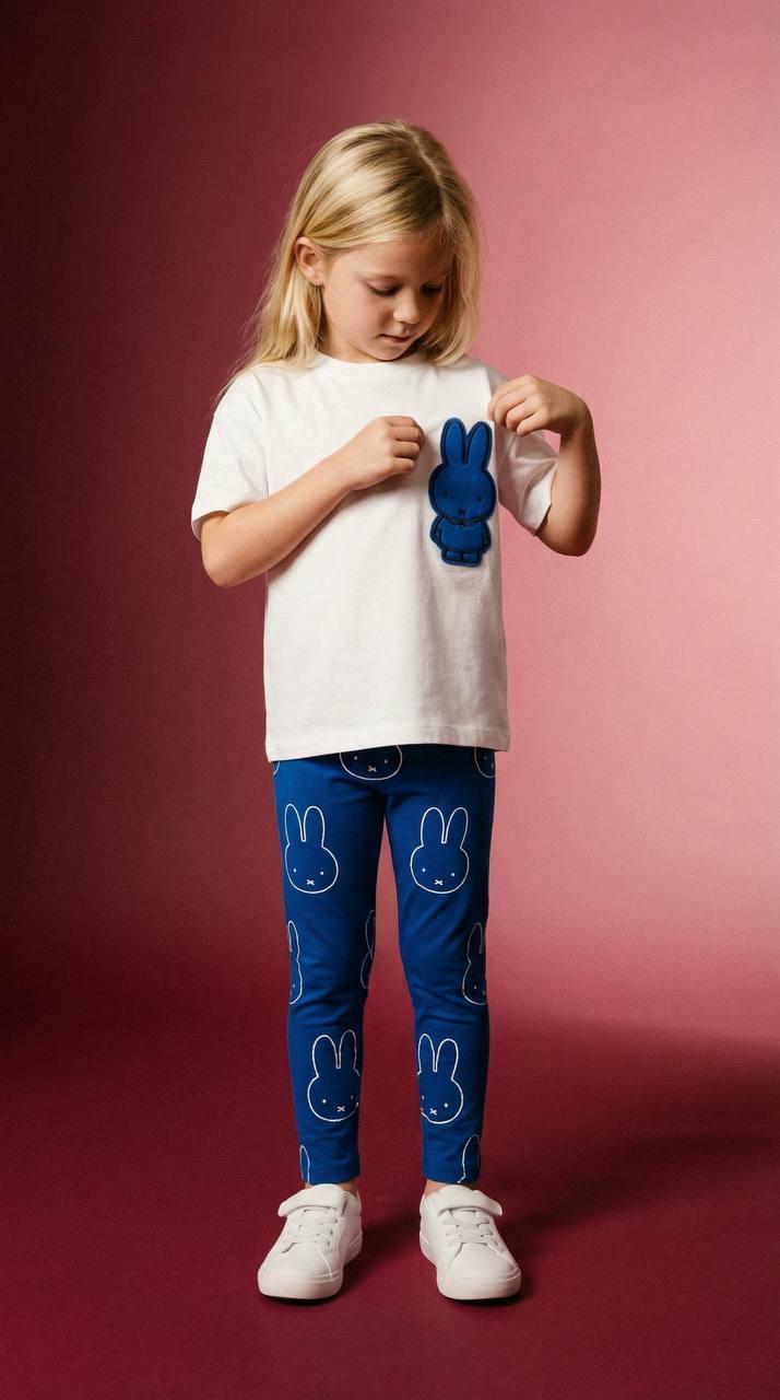 Girls blue bunny tshirt and leggings