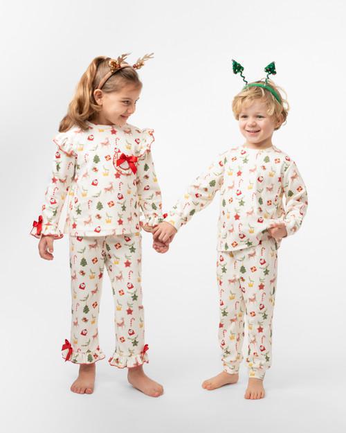 "To Santa" Brushed Cotton Christmas Pajamas Ivory