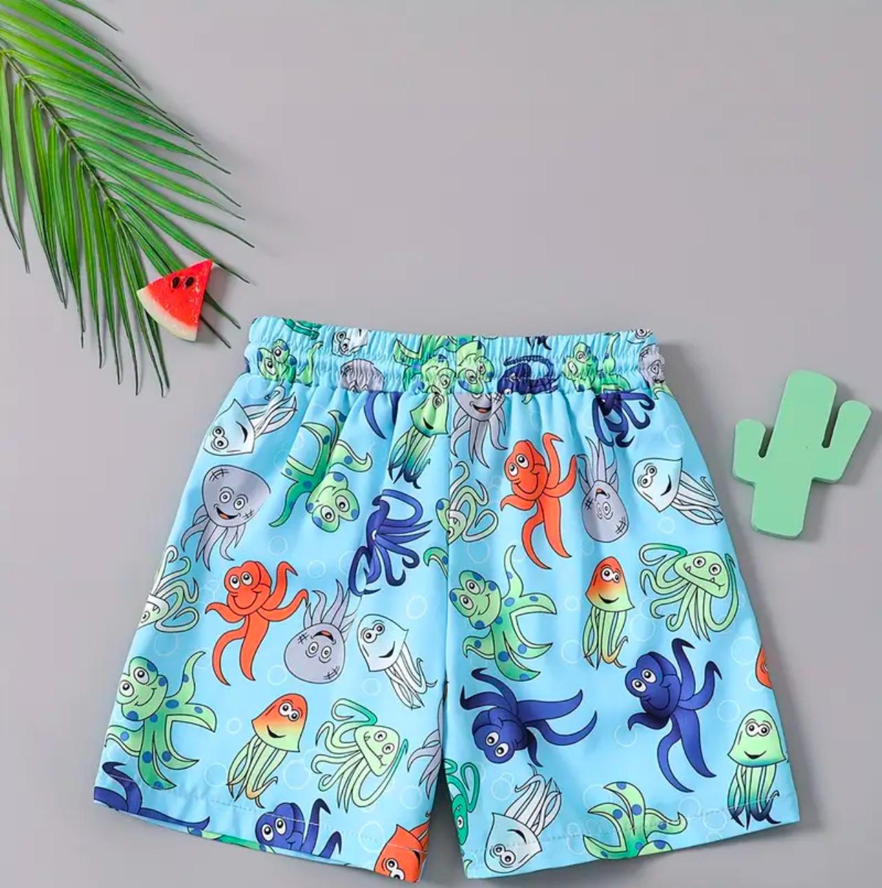 Boys Beach Swim Shorts - Octopus