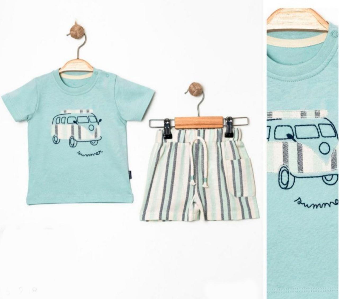 Baby Boy Blue Truck Shorts Set