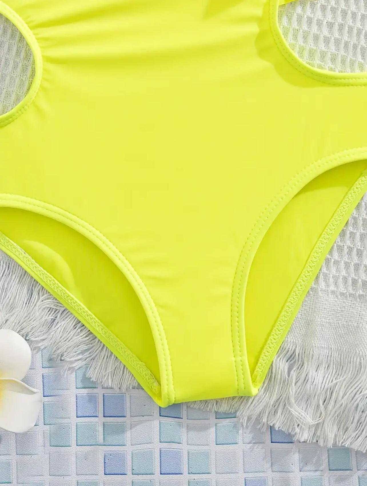 Girls Chic One Shoulder Ruffle Swimsuit