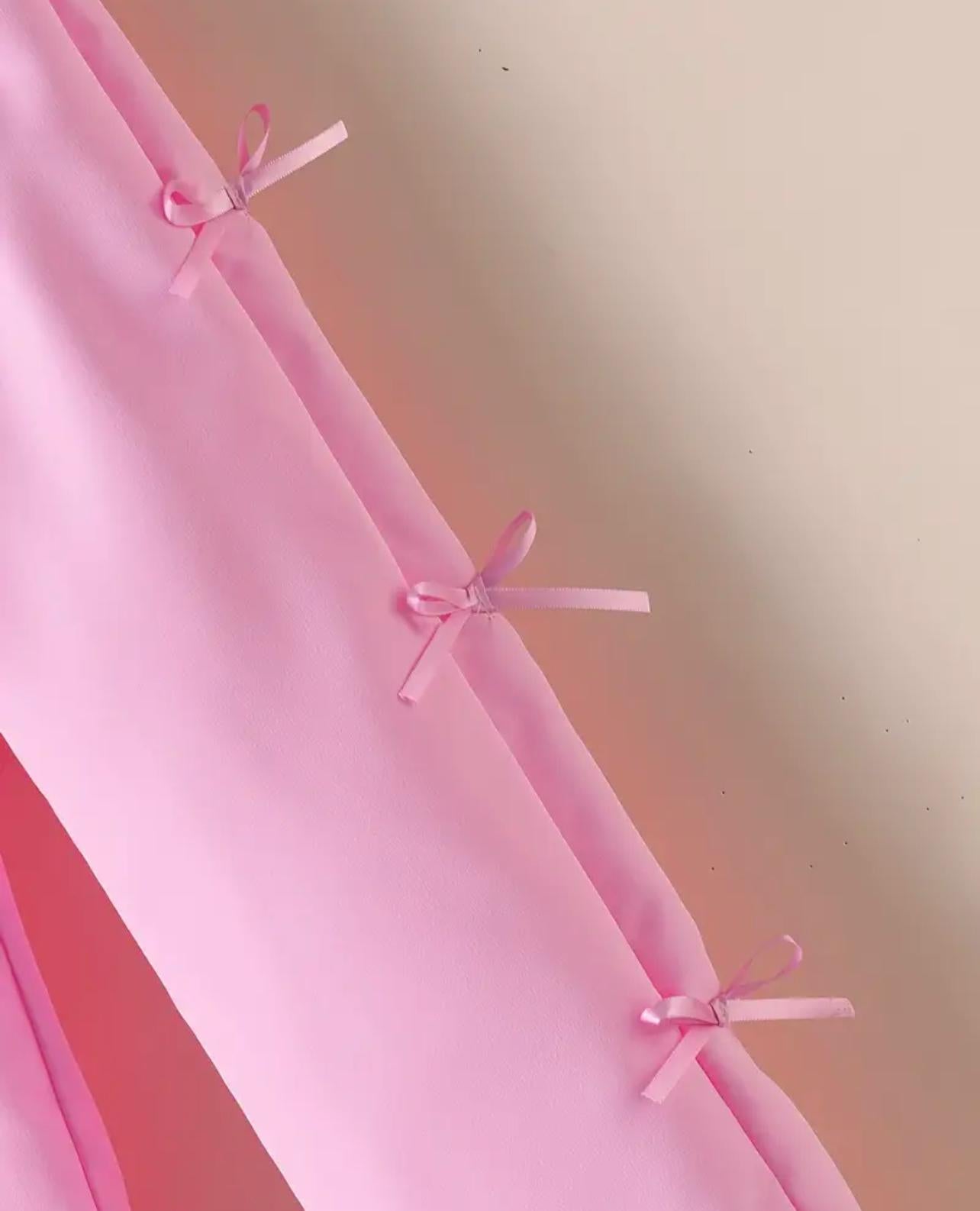Satin Pink Bow Pants