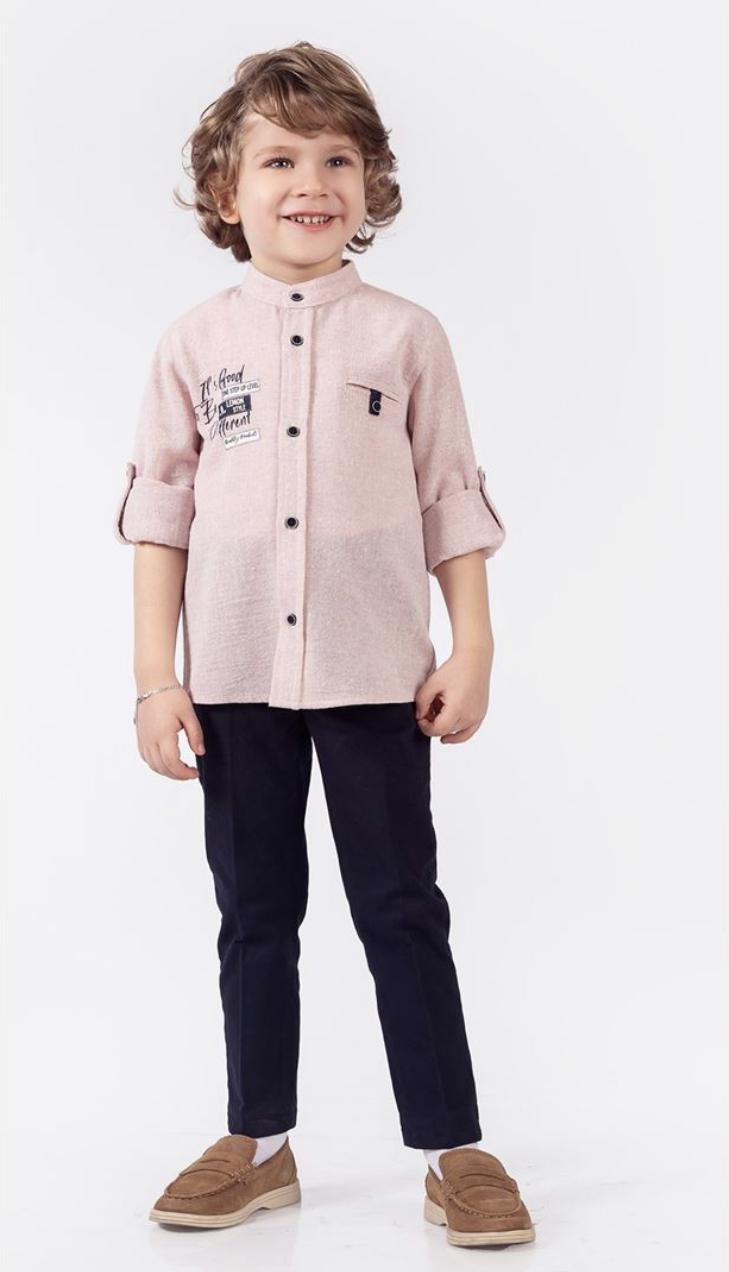 Lemon 2 Piece Linen Shirt Set with Navy Pants