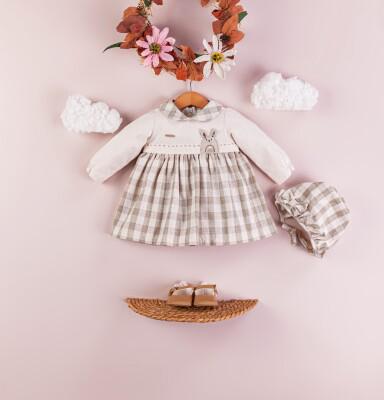 Bunny Checker Beige Dress with Hat