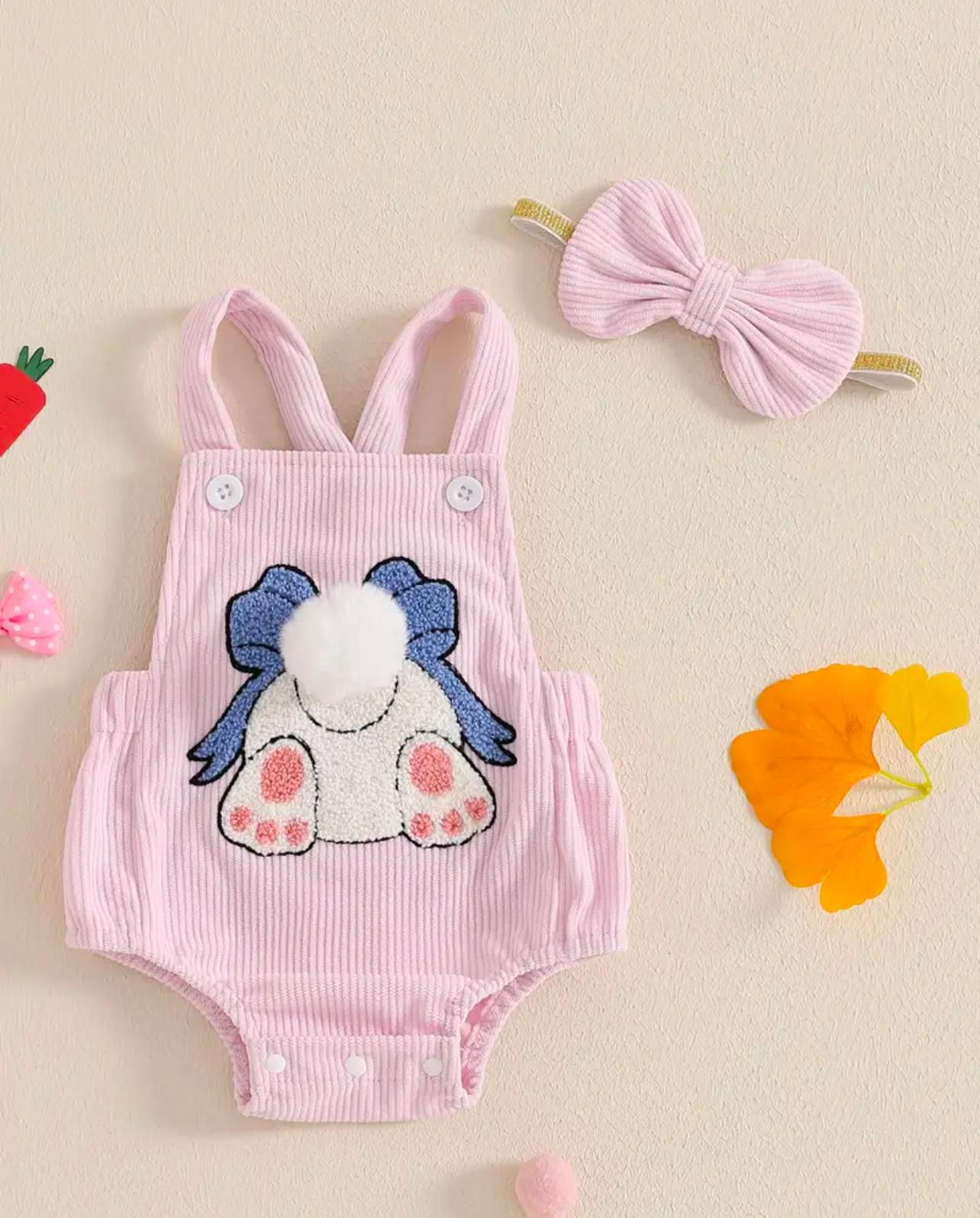 Baby Girl Pink Bunny Romper with Headband