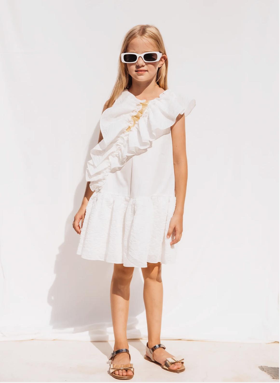 Sheshe Offwhite Ruffle Dress