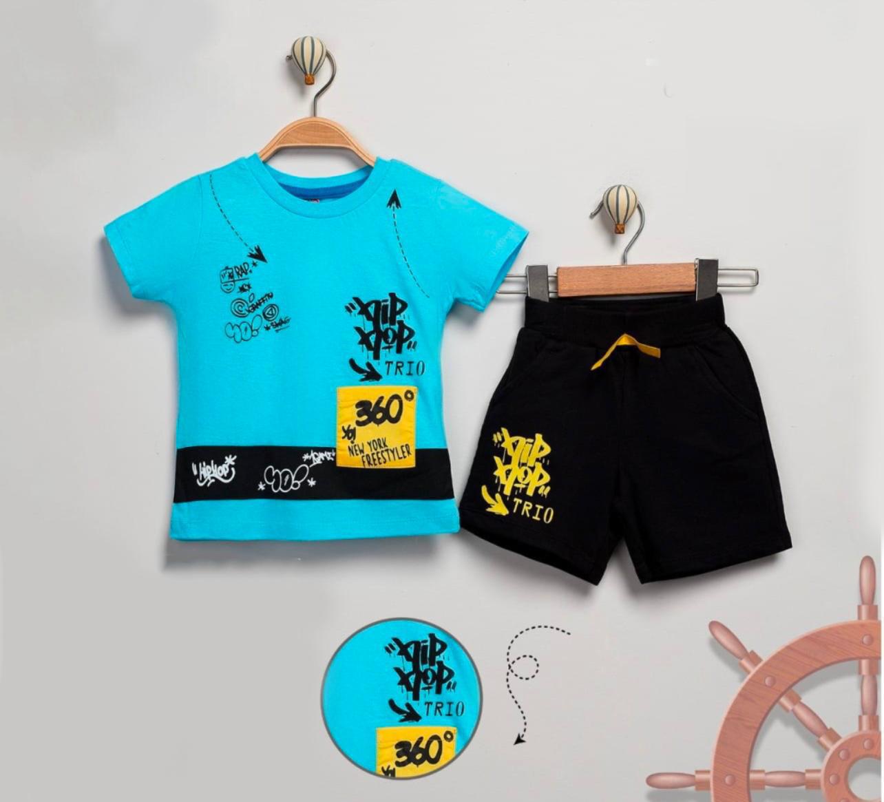 Baby Boys Blue Tshirt and Black Shorts set