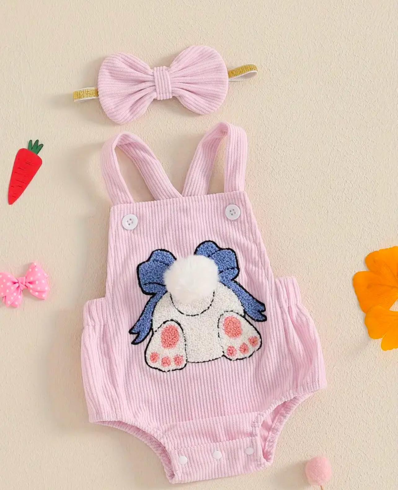 Baby Girl Pink Bunny Romper with Headband