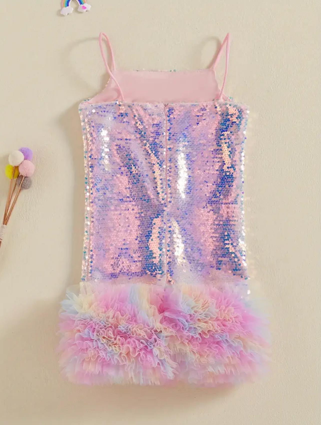 Sequins Layered Girls Dress