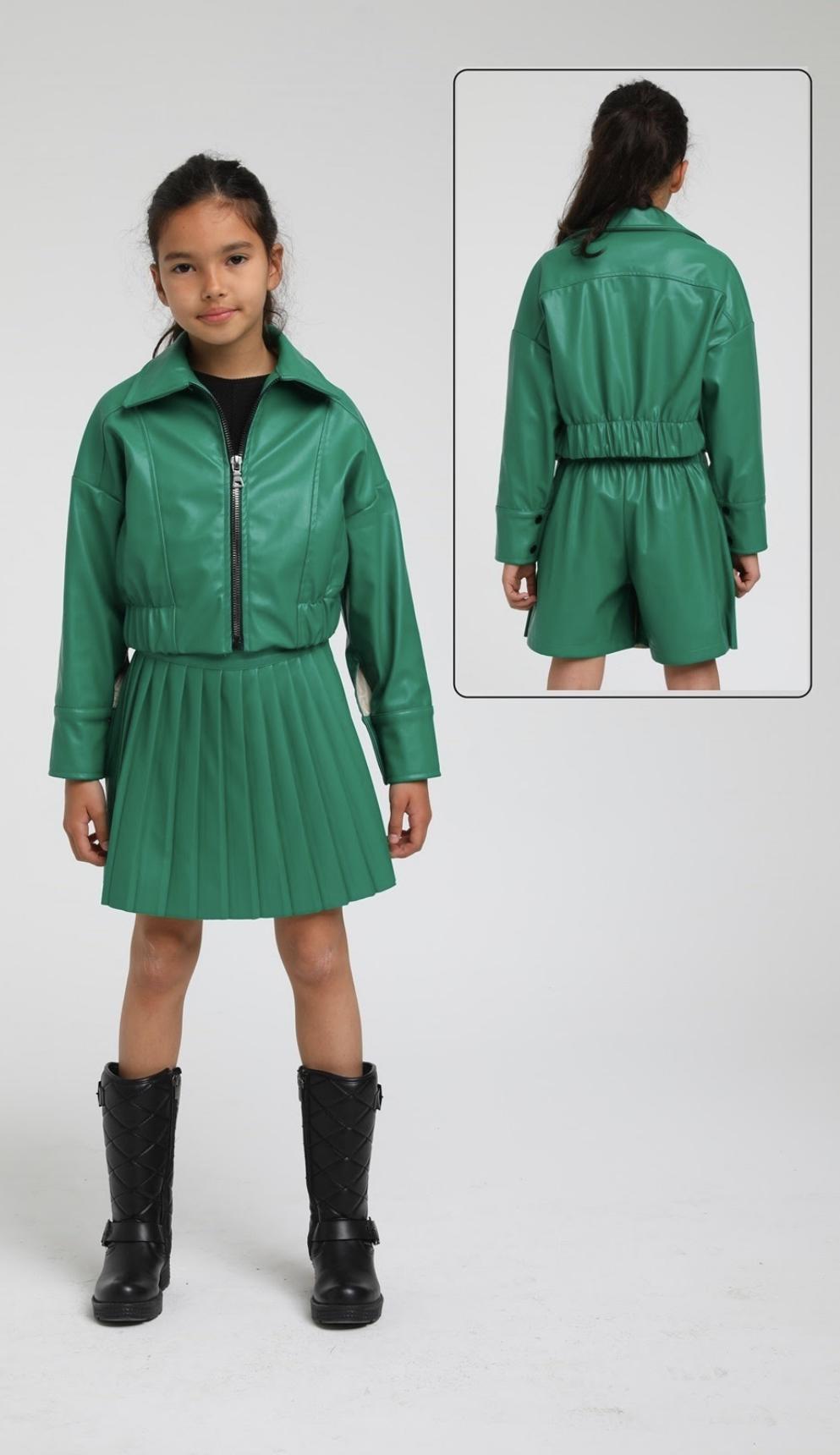 Green Leather Skort