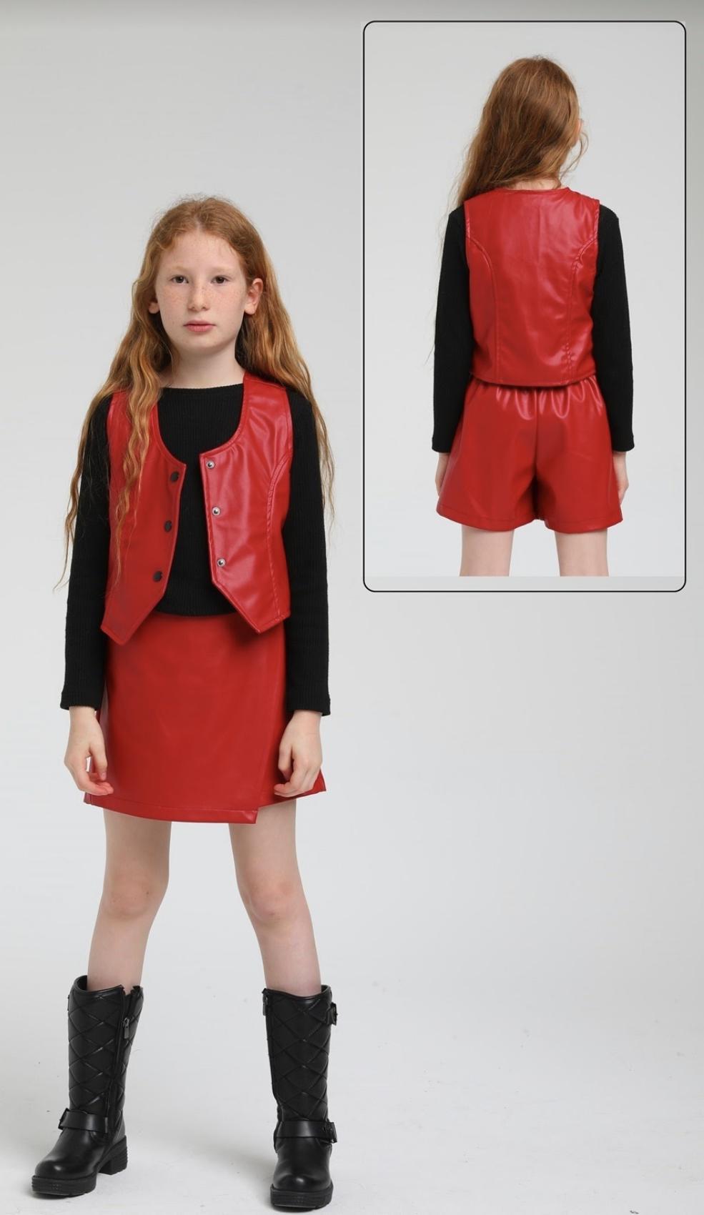 Leather Skort Red