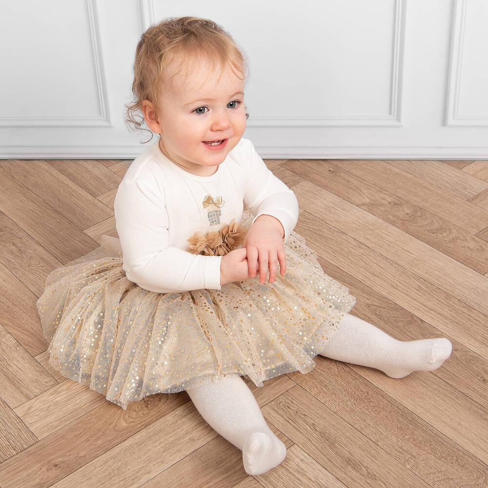 Baby Girls Beige Tutu Skirt Set