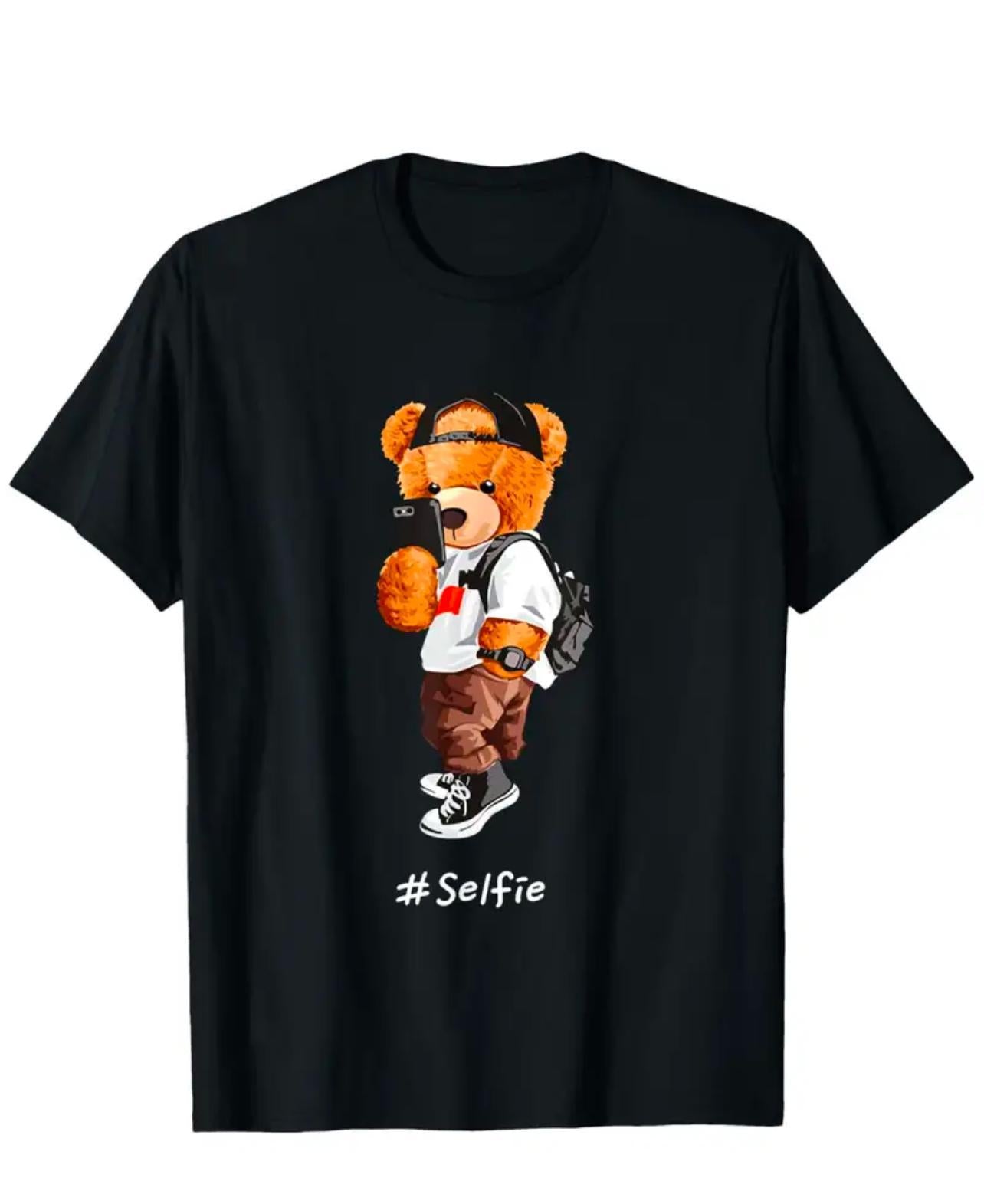 Teddy Bear Selfie Cotton Tshirt