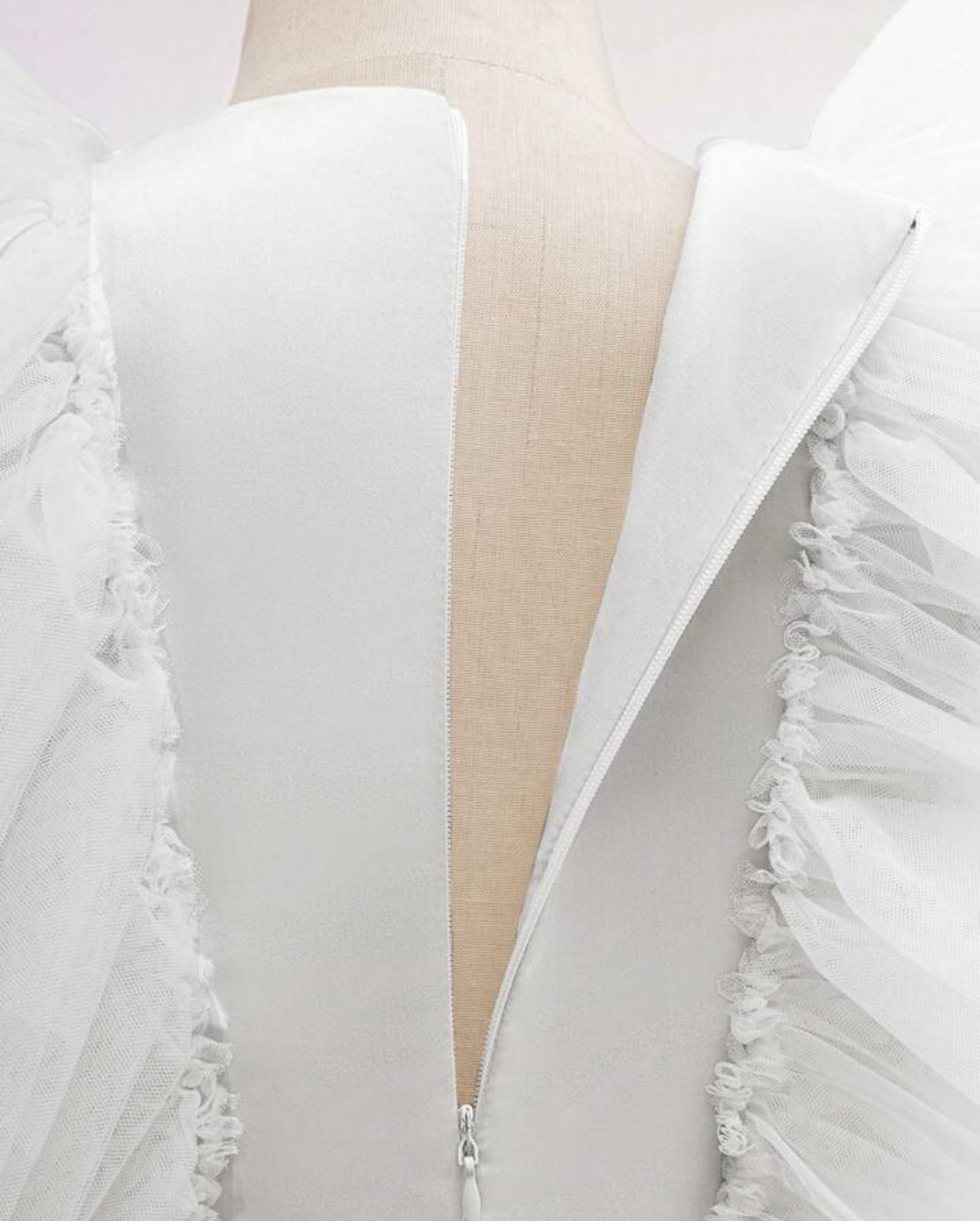 White Ruffle Flutter Trim Dress