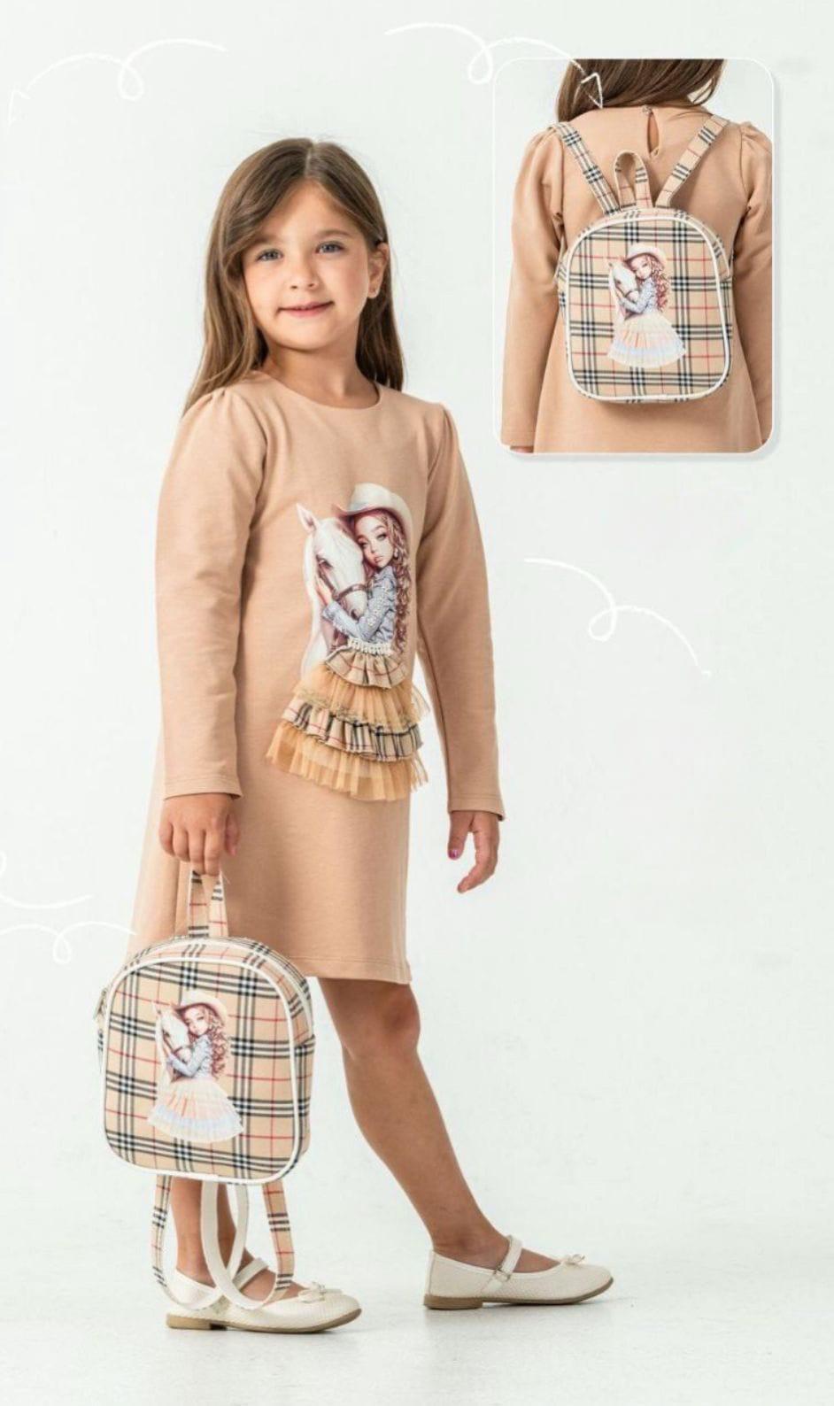 Burberry inspired dress with backpack