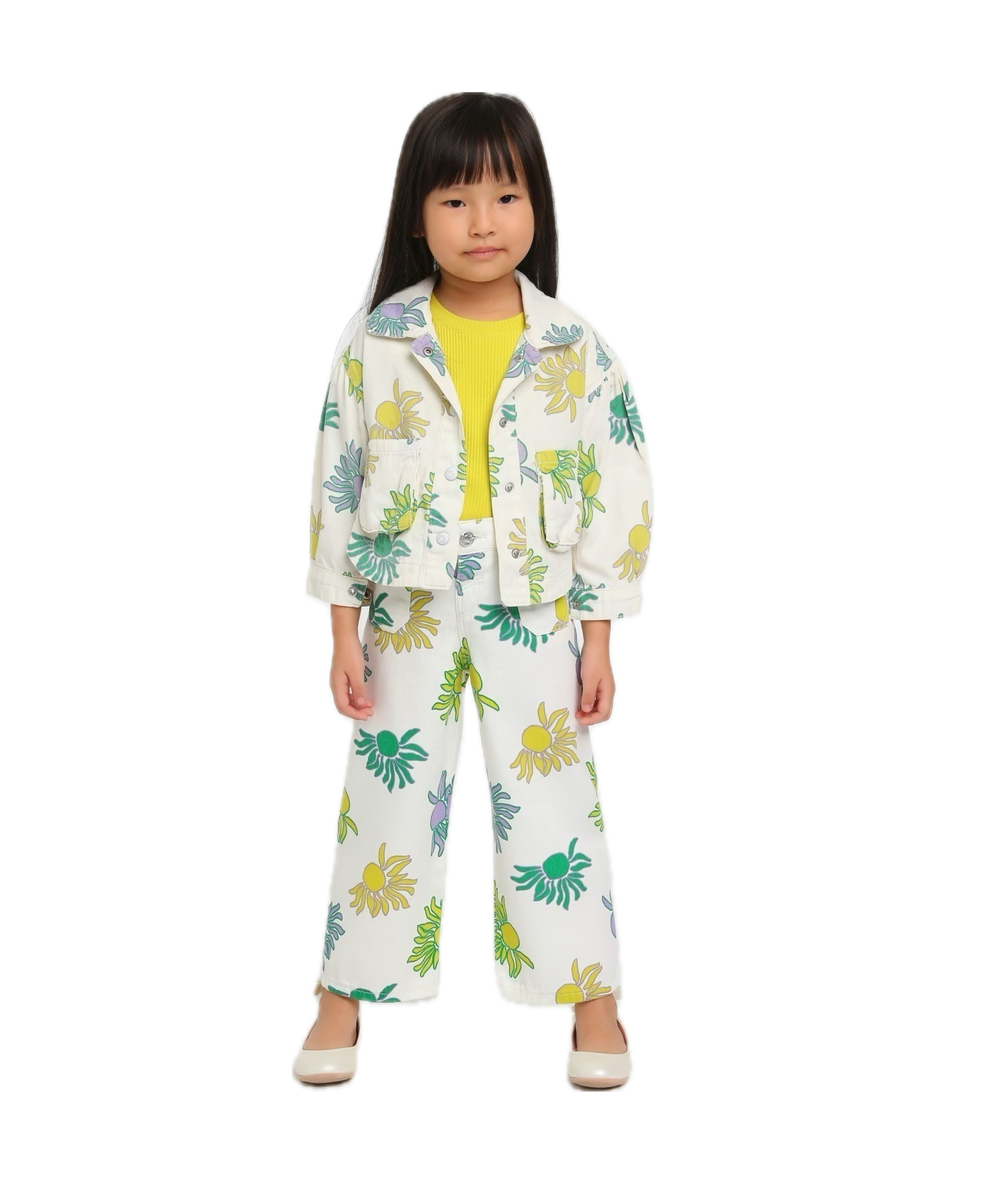 Lemon 2 Piece Linen Shirt Set with Navy Pants