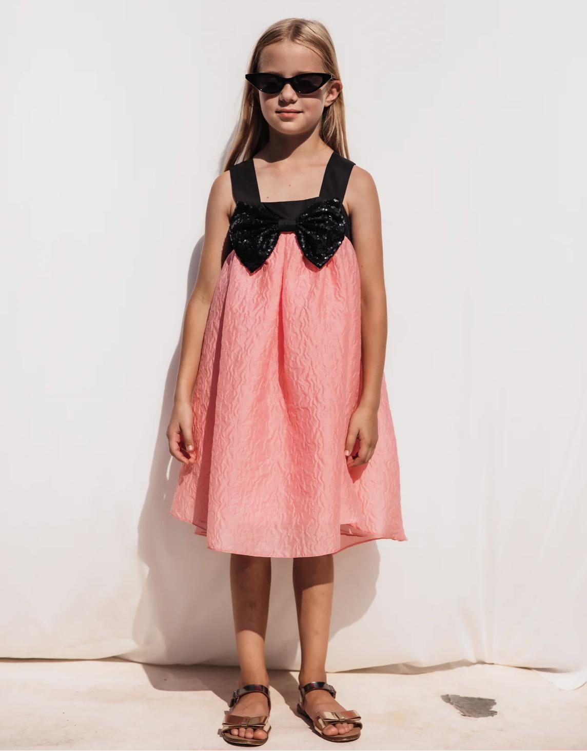 Sheshe Coral Pink Bow Dress