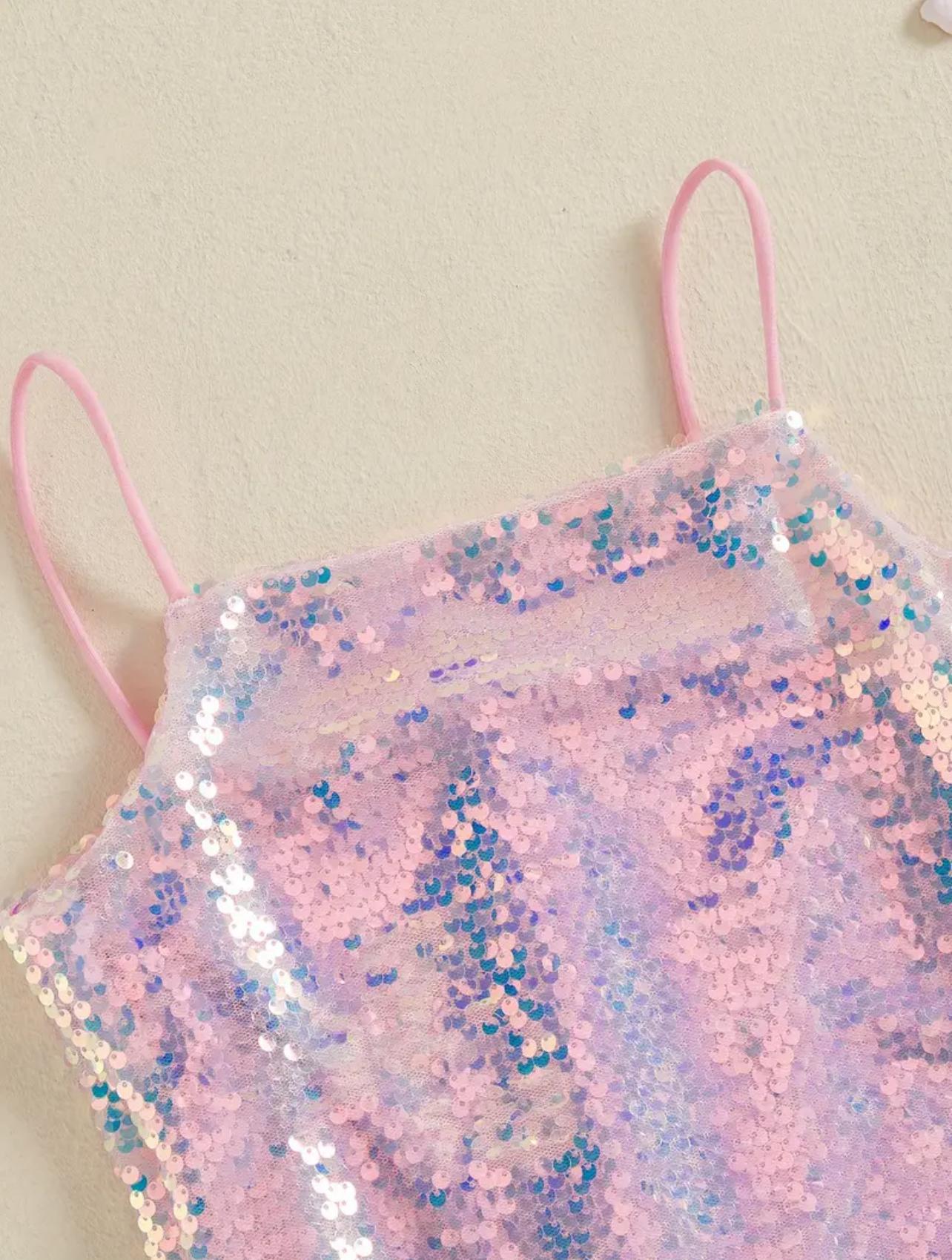Sequins Layered Girls Dress