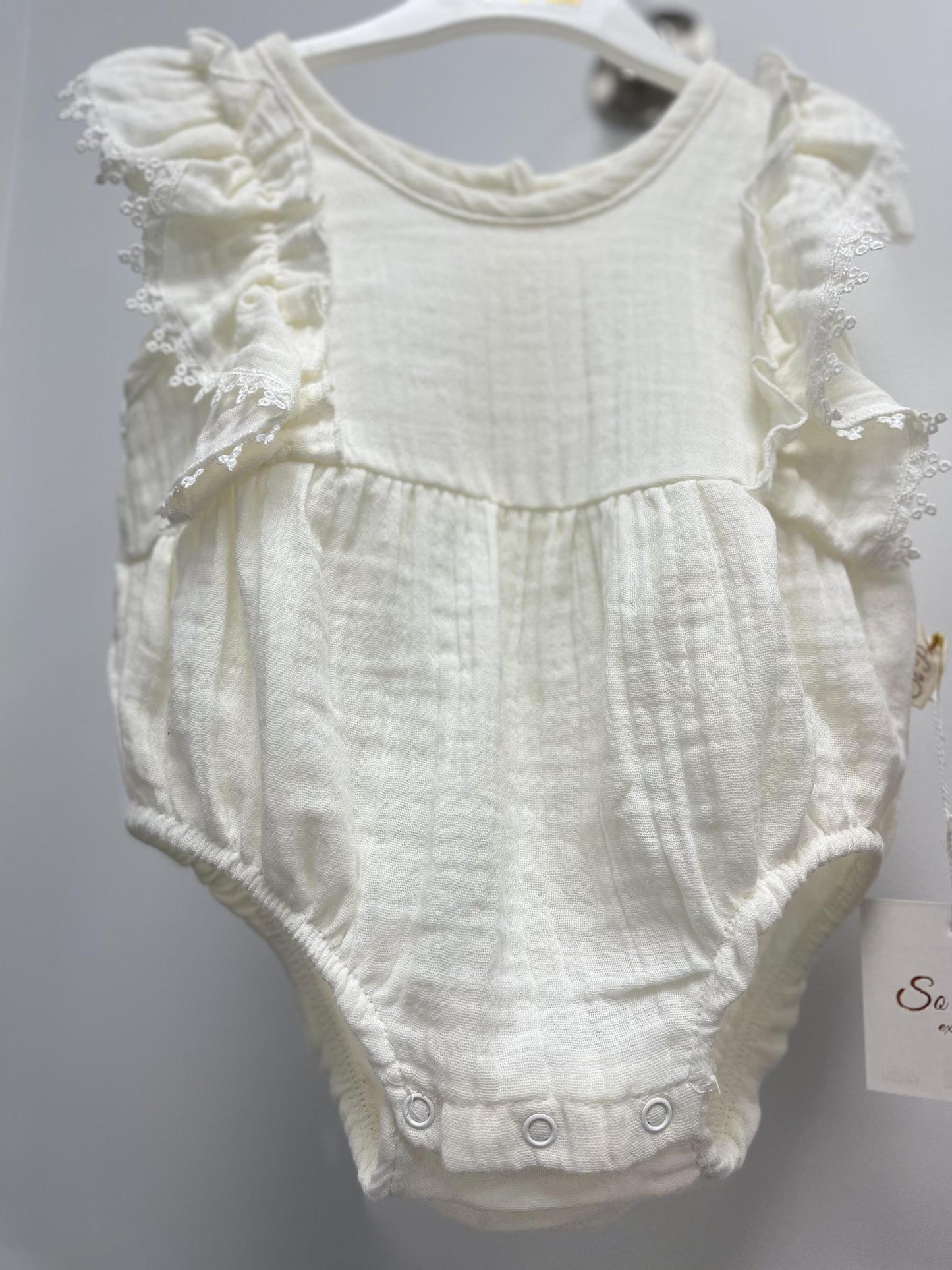 Ivory Muslin Baby Romper