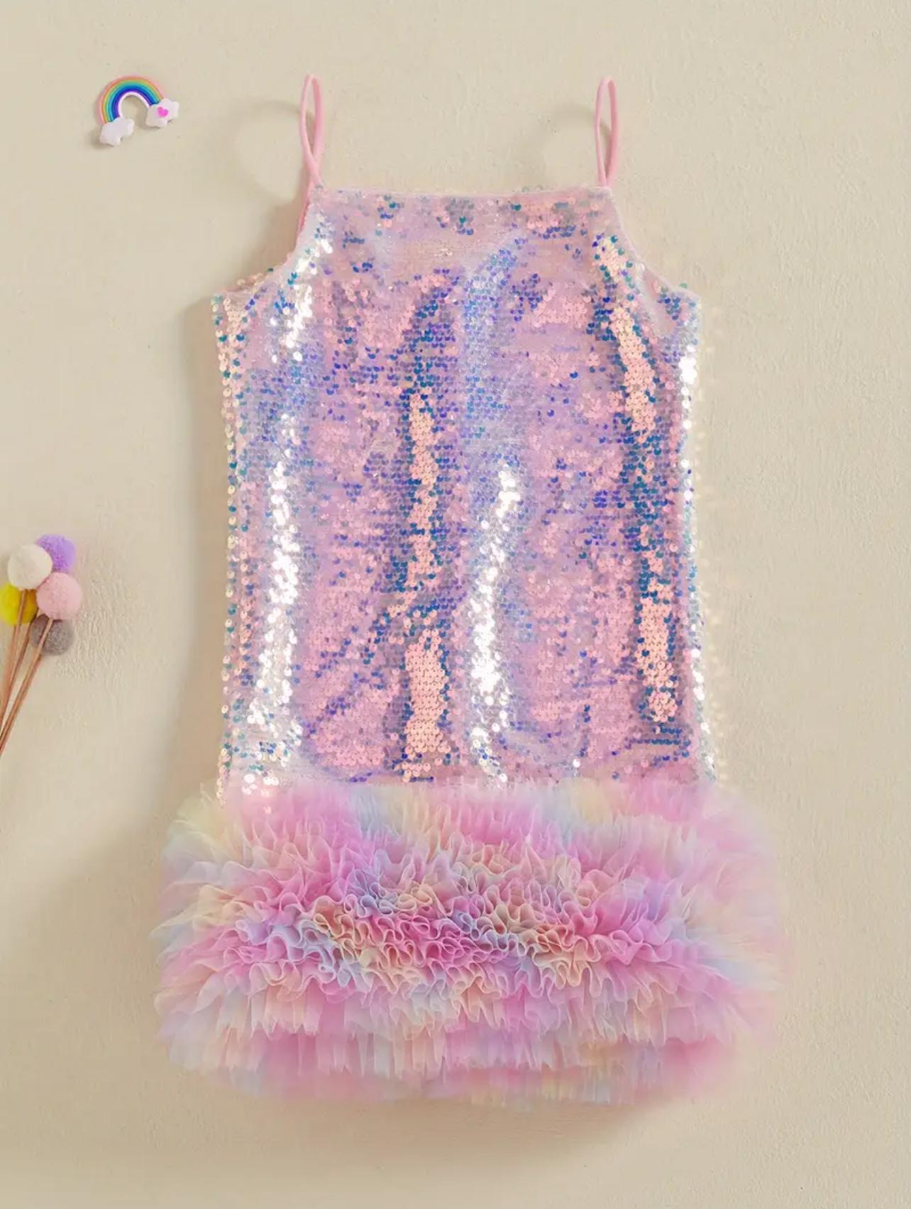 Sequins Layered Girls Dress
