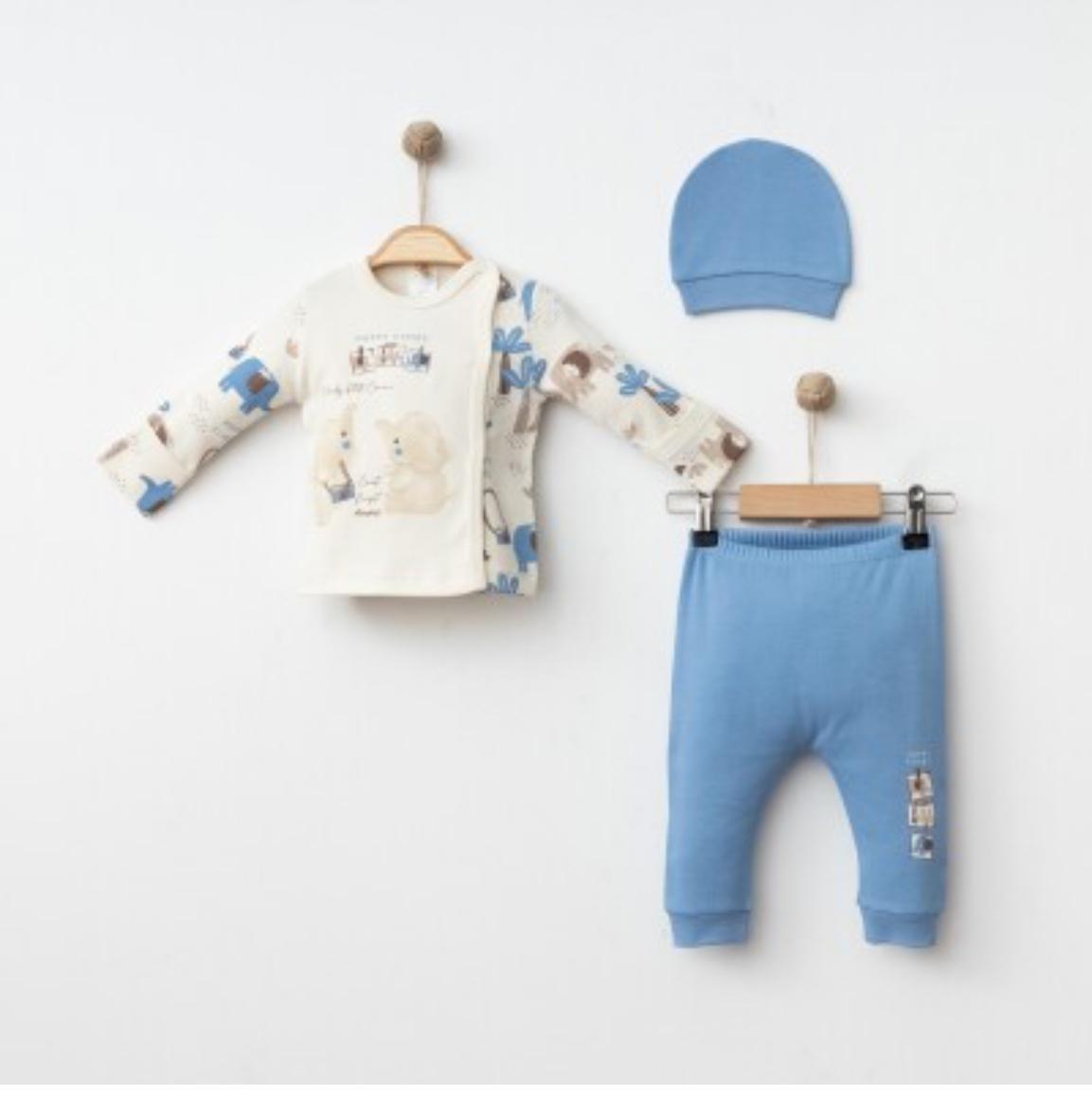 Elephant Baby Blue 3 Piece Newborn Set 0-3m