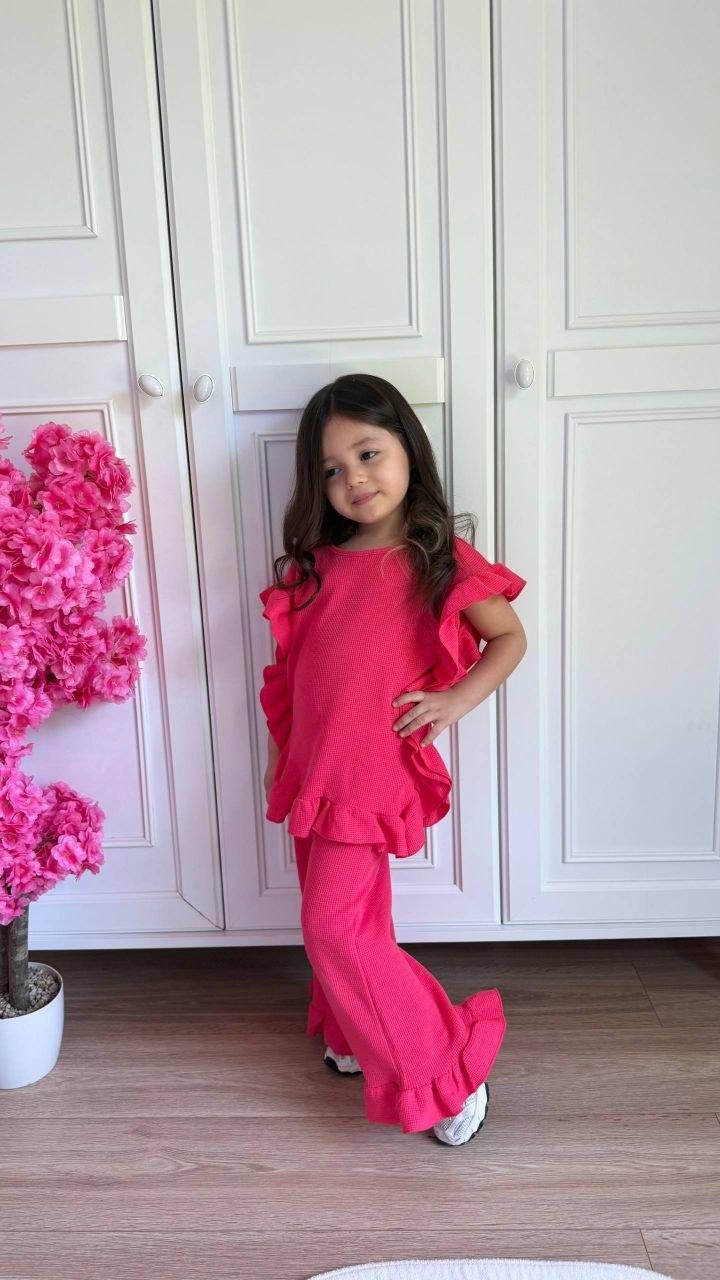 Waffle Watermelon Ruffle Pants Set