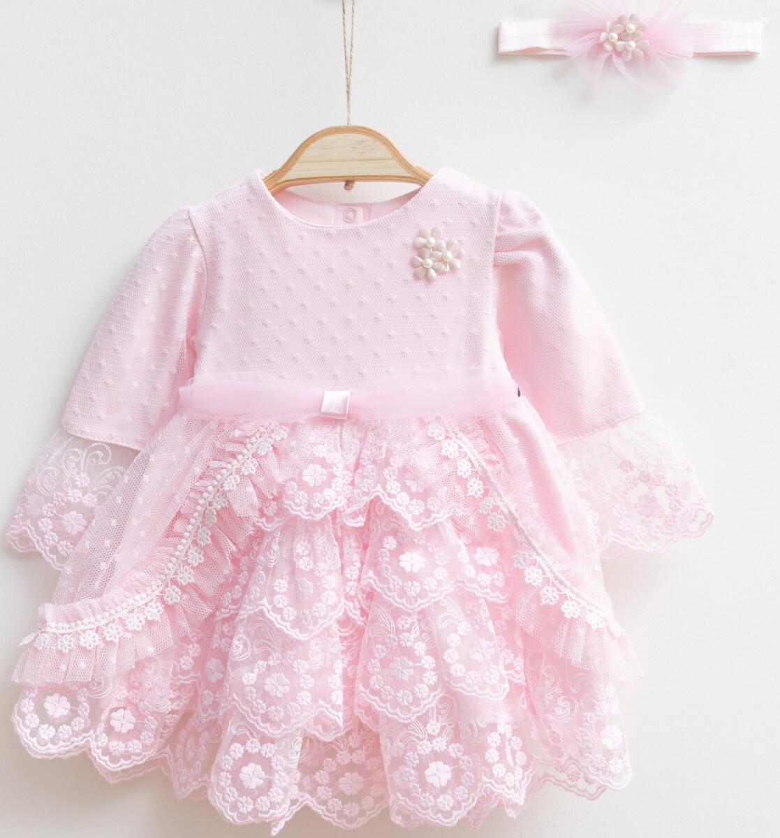 Pearl Flower Long Sleeve Tulle Dress and Headband