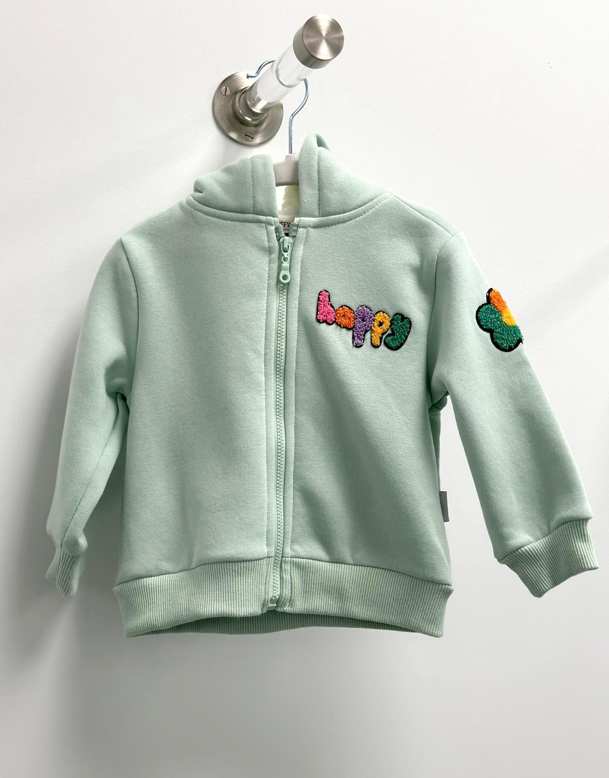 Mint Happy Zip Up Hoodie