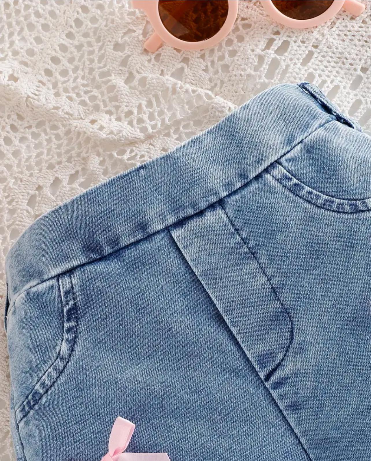 Thin Soft Denim Jeans with Bows