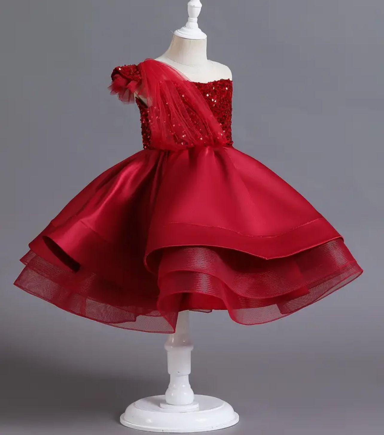 Charming Burgundy Slant Shoulder Dress