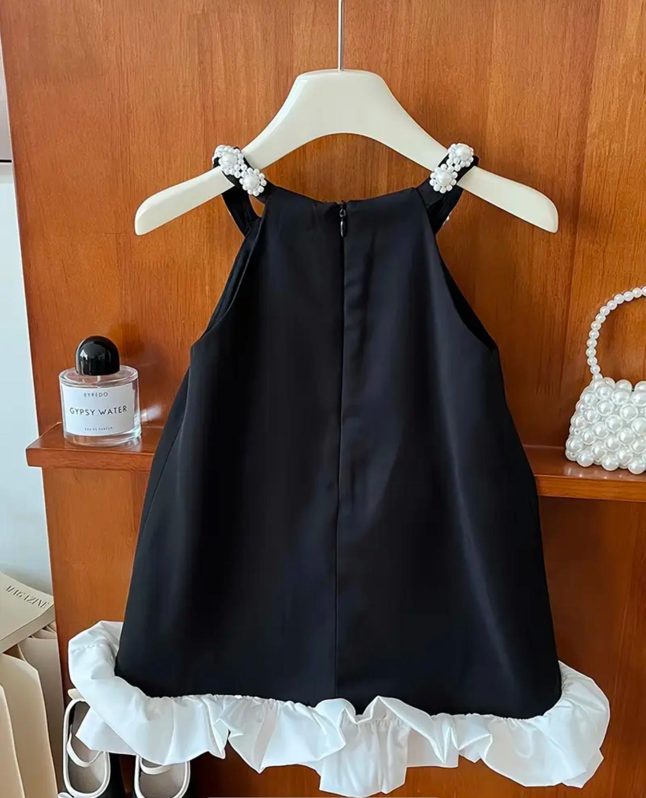 Elegant Girls Black and White Pearl Dress