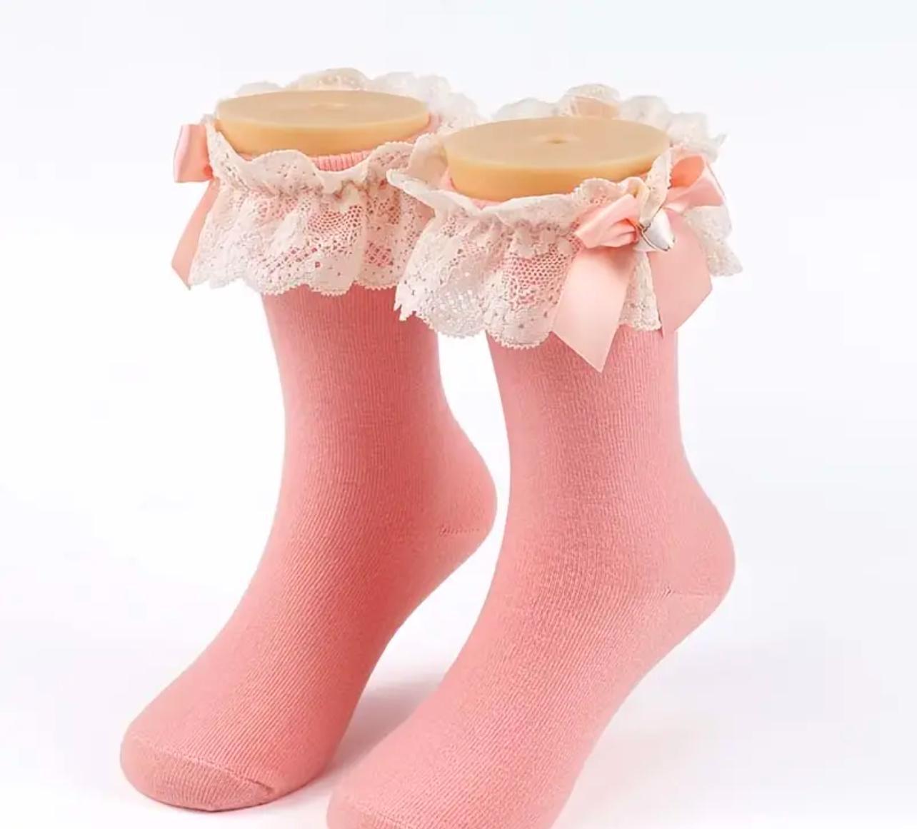 Cotton High Bow Lace Socks