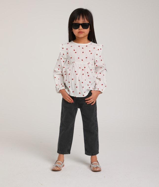 white blouse with strawberry