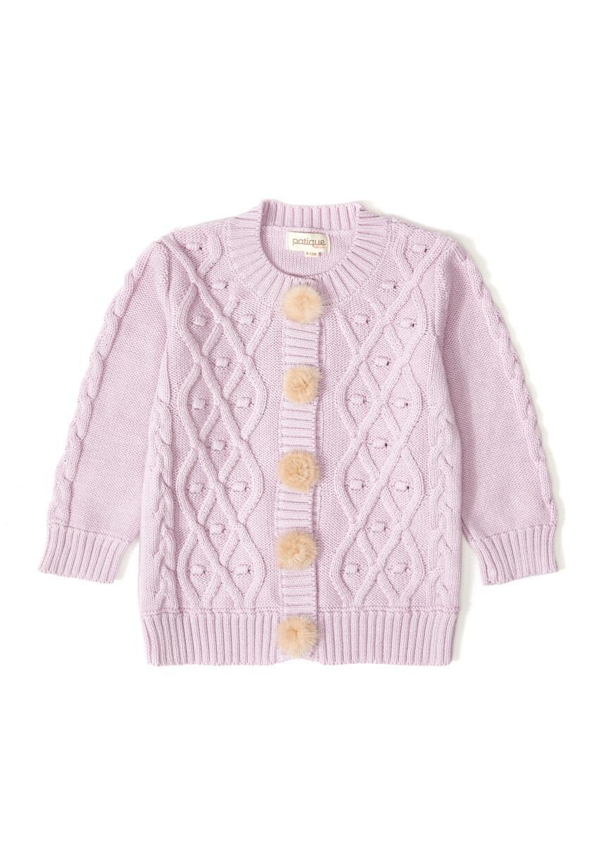 Knitwear Lilac Cardigan with Clip On Fur Buttons