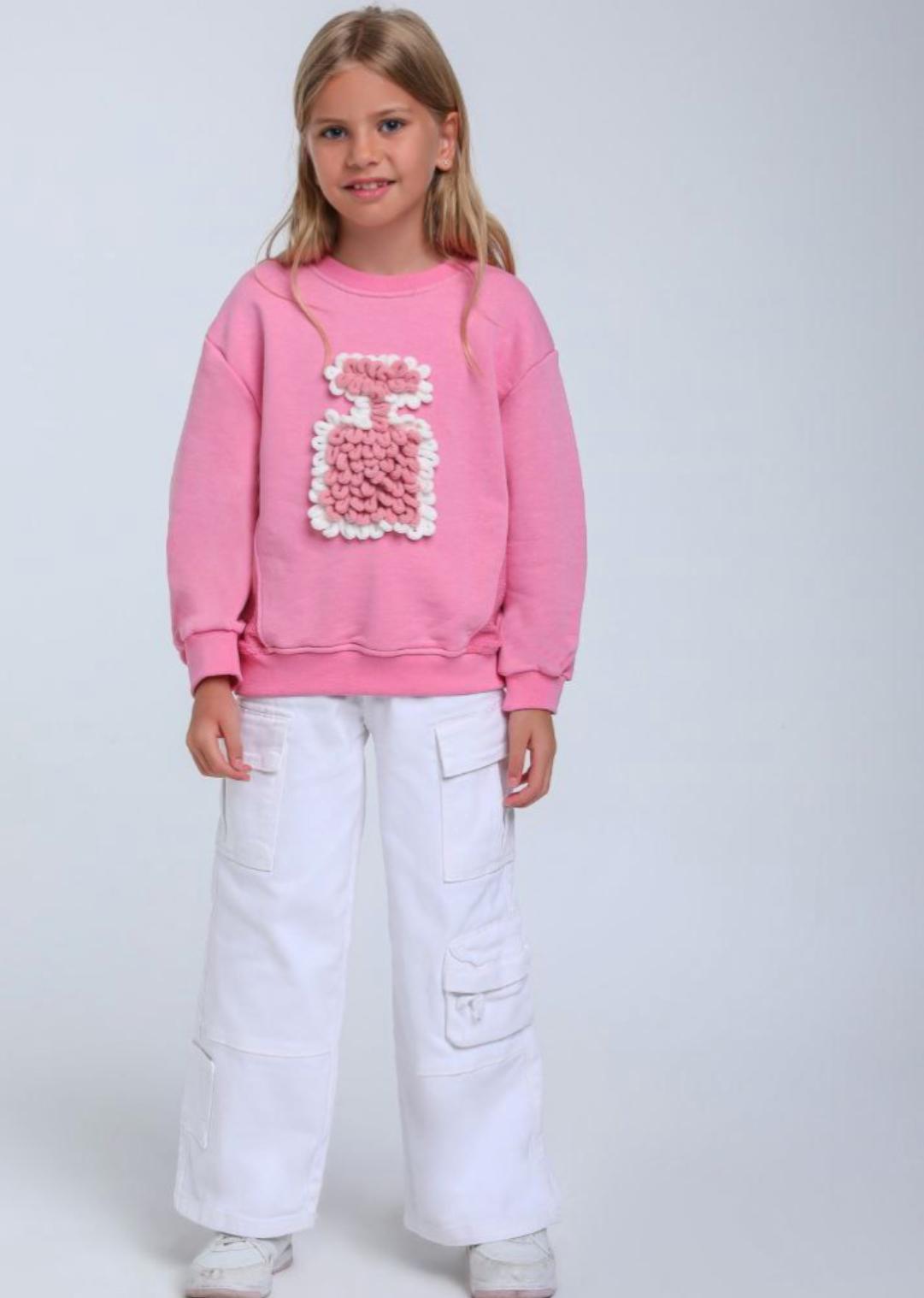 Girls Pink 3D Perfume Detail Sweatshirt