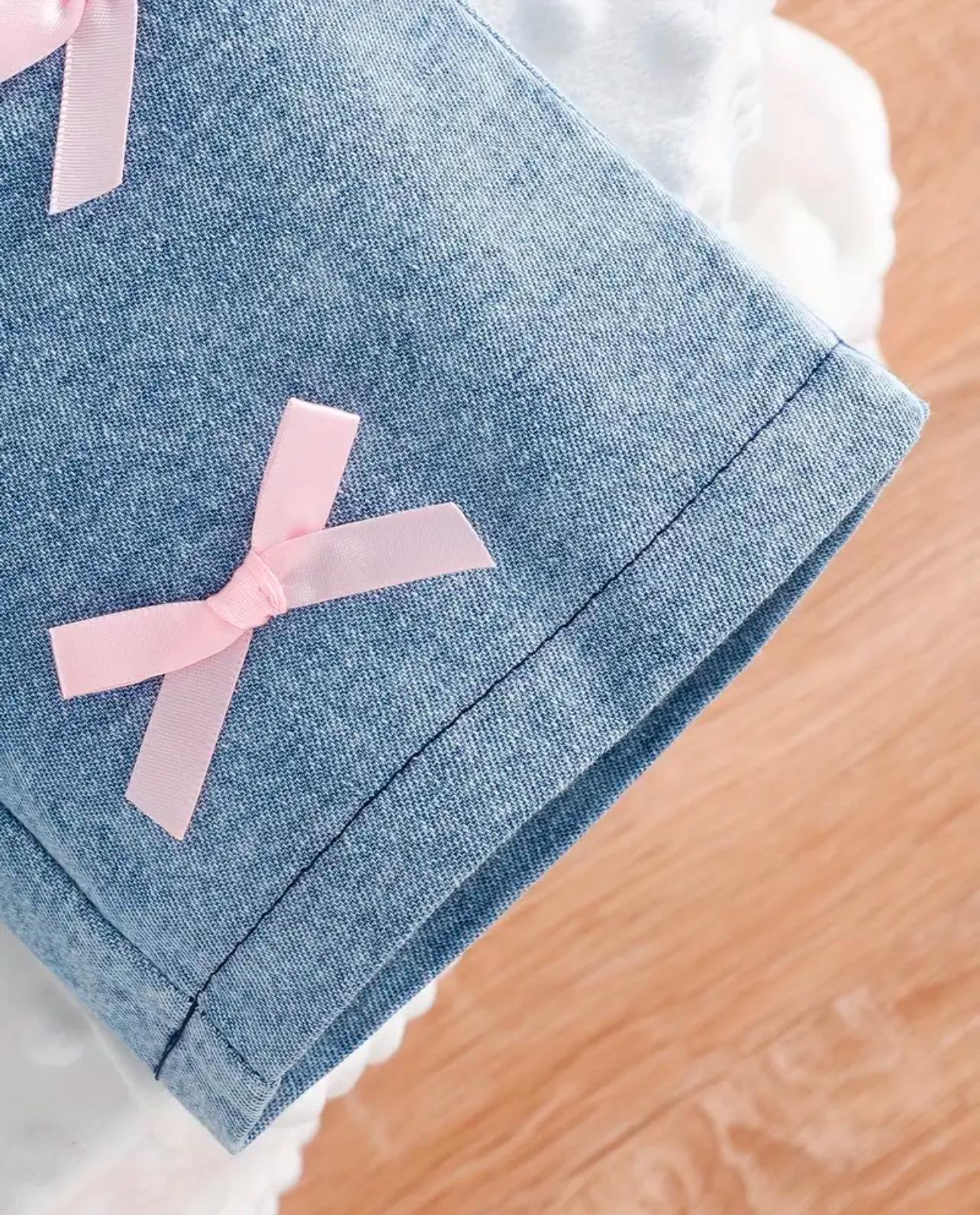 Thin Soft Denim Jeans with Bows