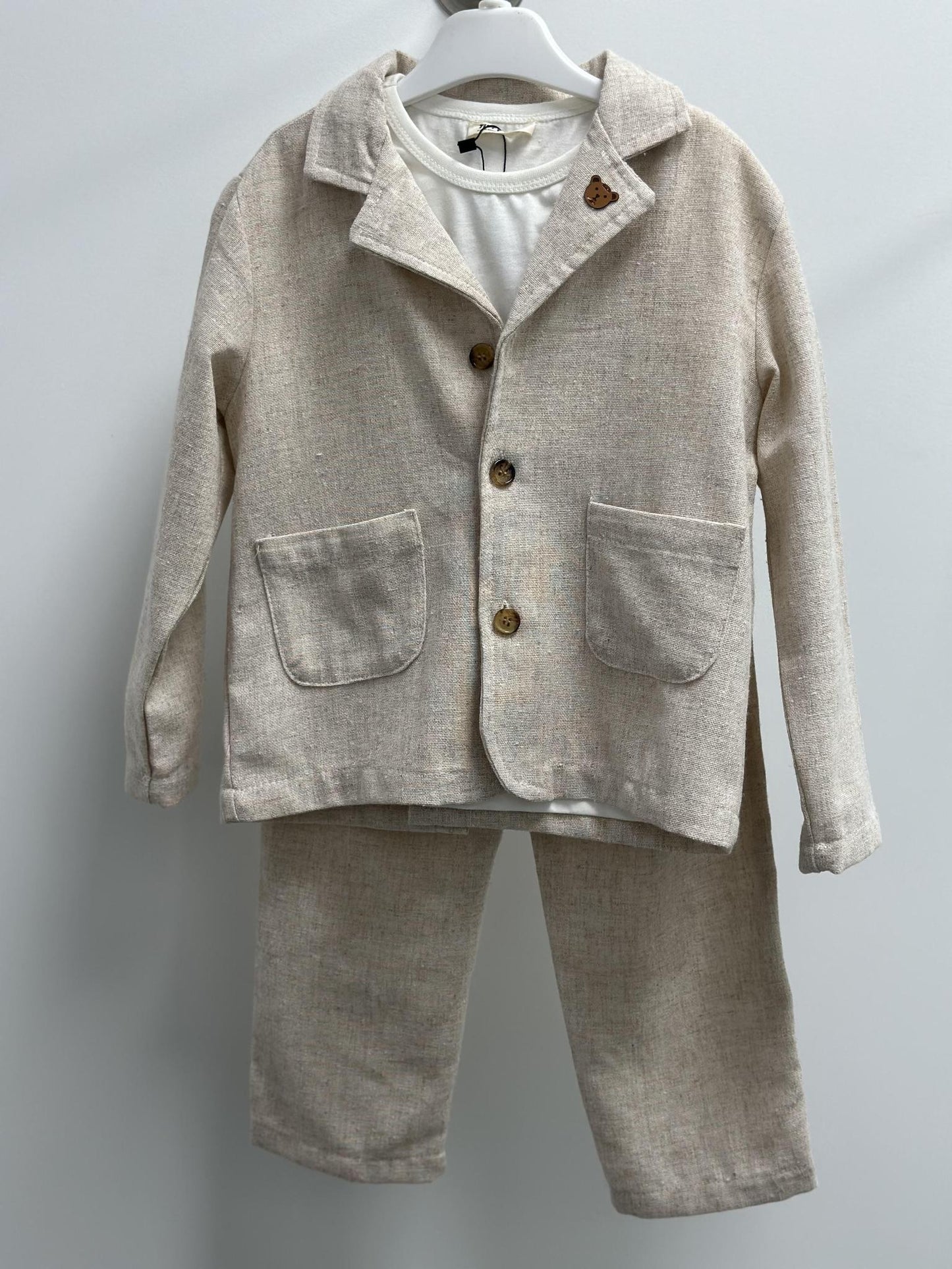 Linen 3 Piece Suit with Linen Pants and Cotton Tshirt