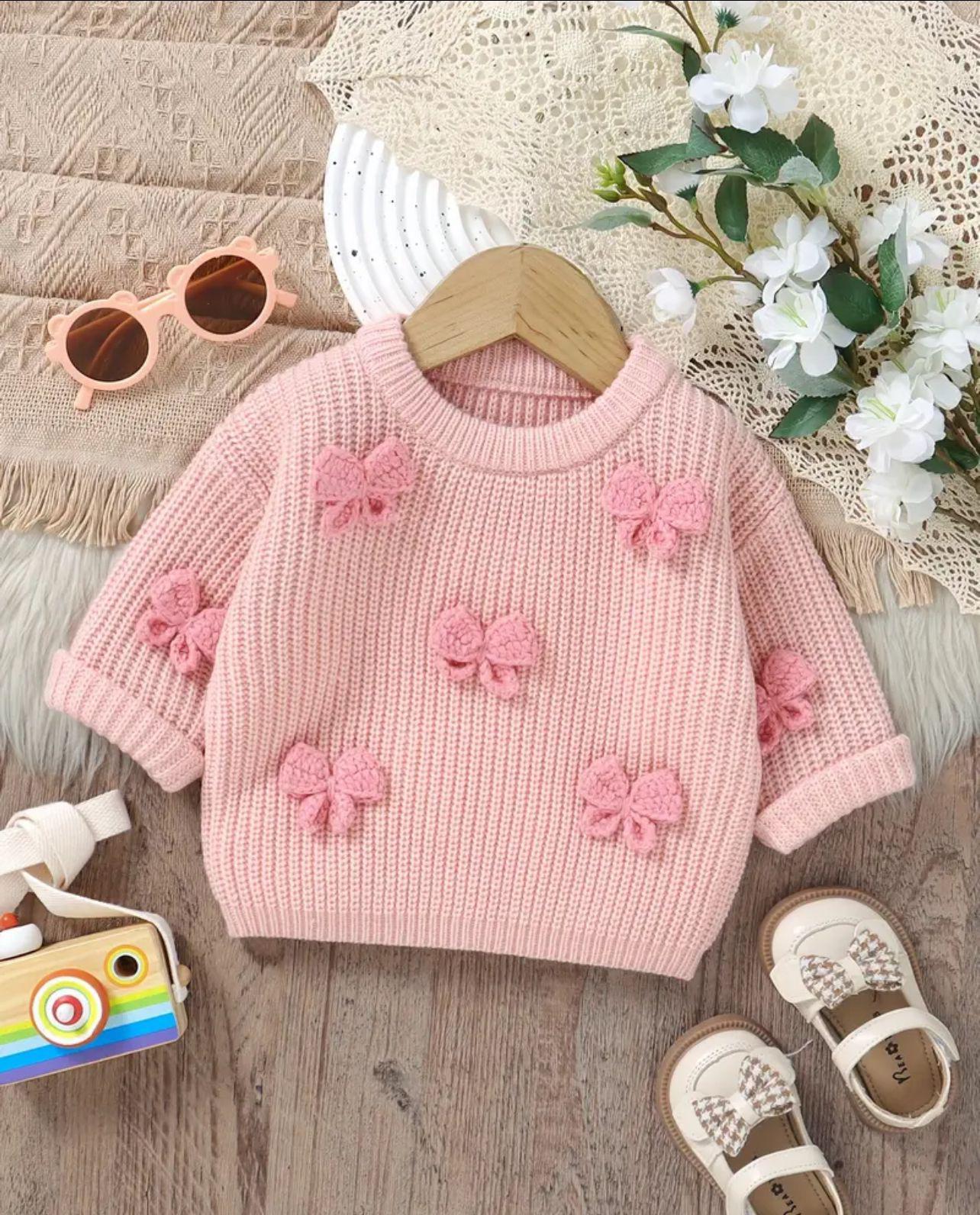Baby Pink Knit Bow Sweater