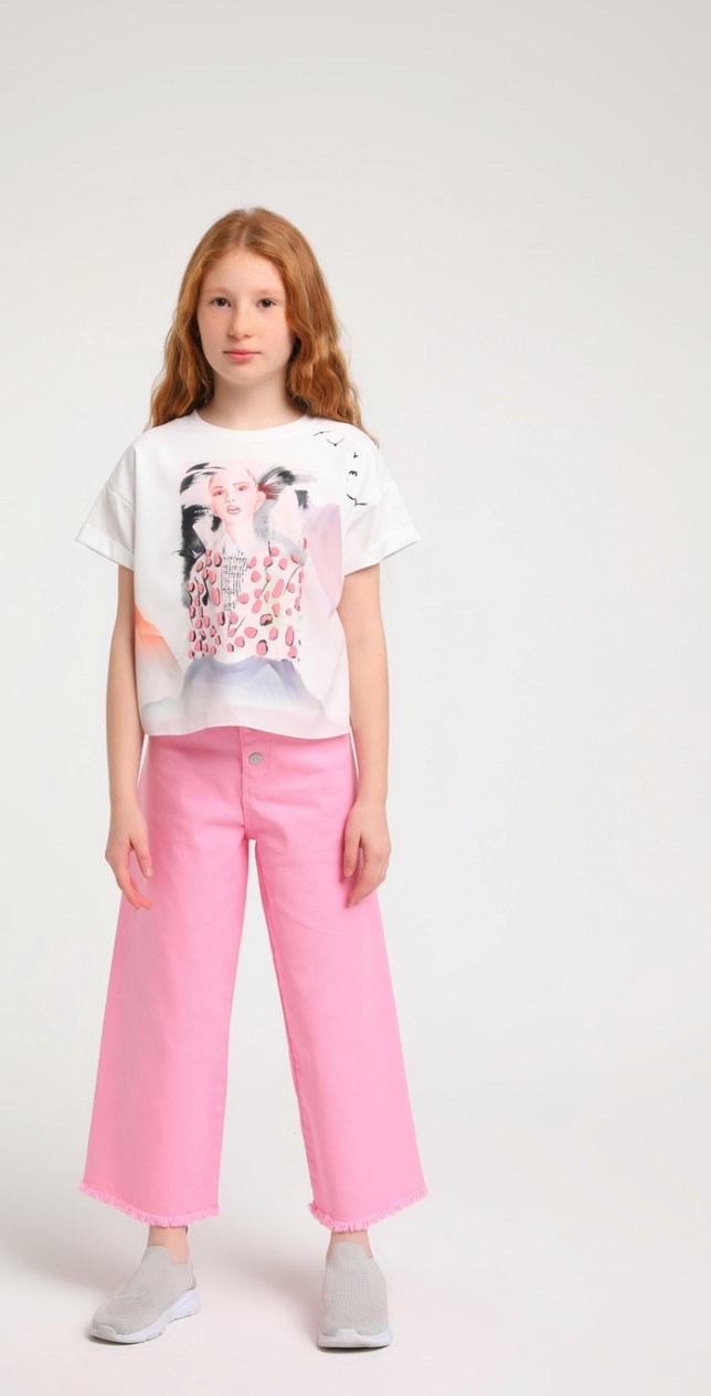 pink girl print tshirt