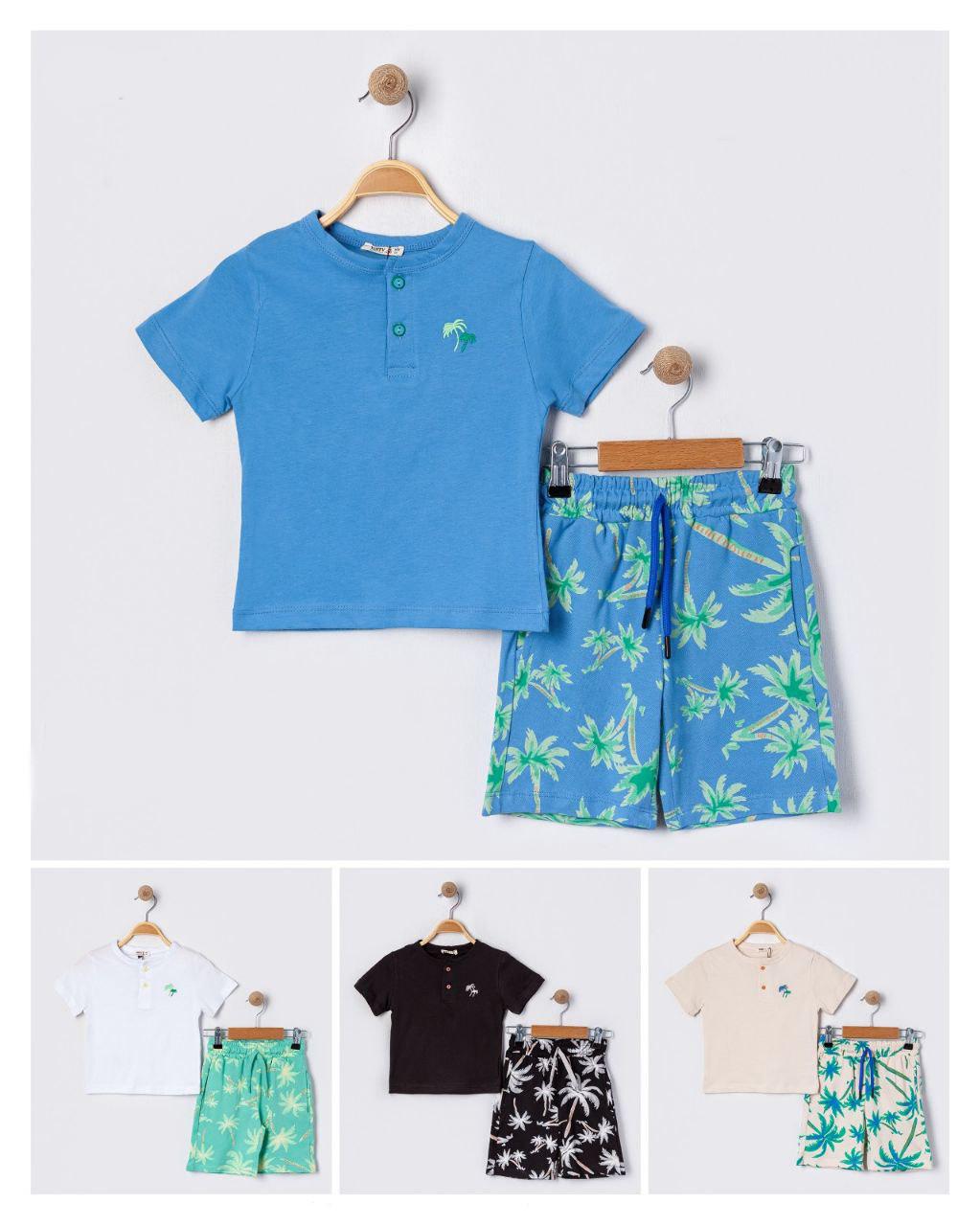 Blue Boys Palms 2 Piece Shorts Set