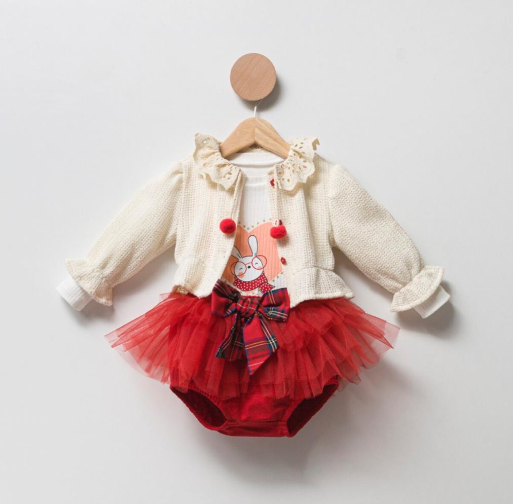 Cumino 3 Piece Cardigan Tshirt And Skirt
