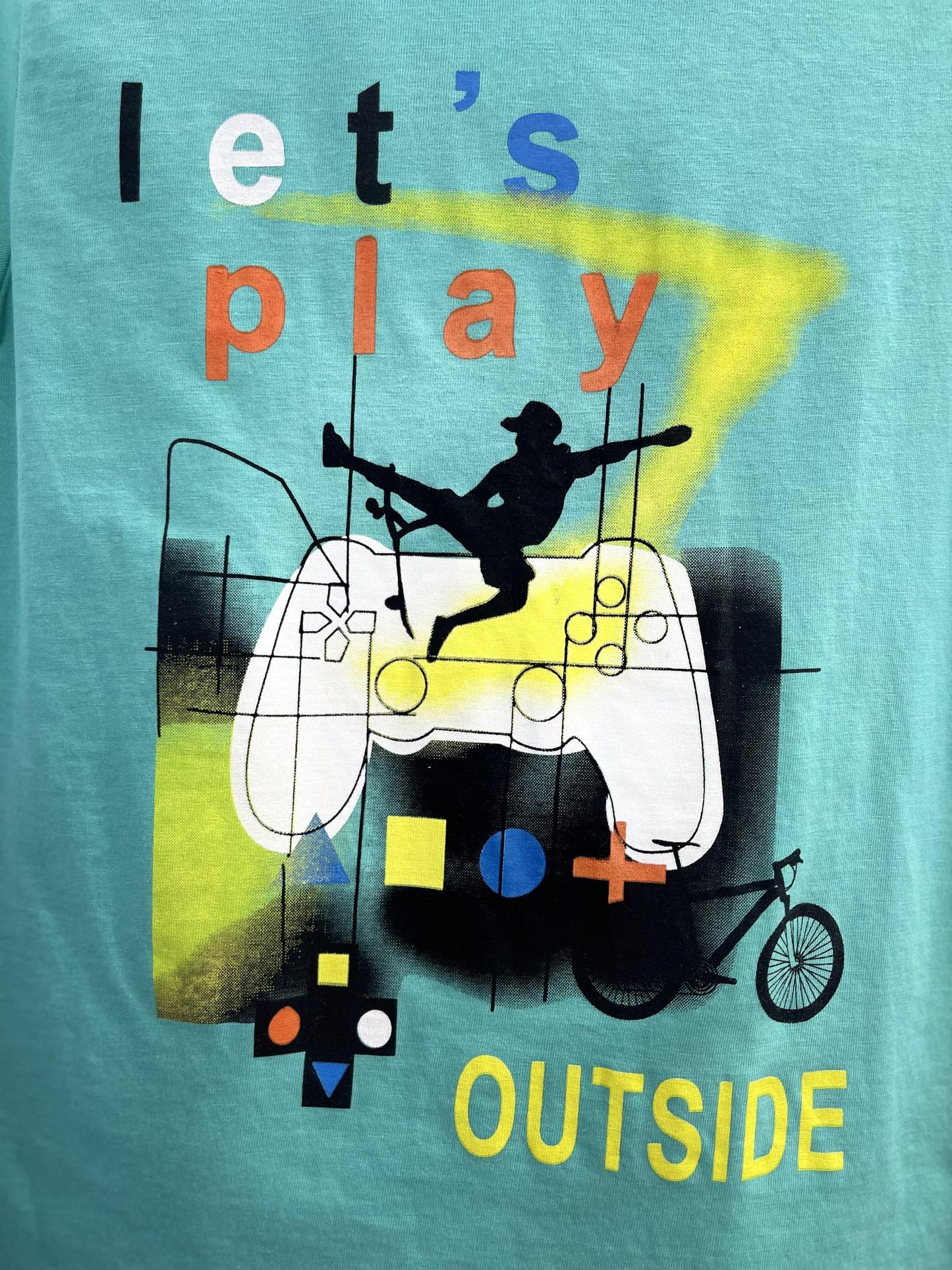 Boys Bluish Green Tshirt and Grey Shorts - Lets Play