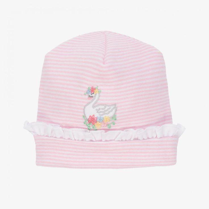 Pink Striped Swan Baby Hat