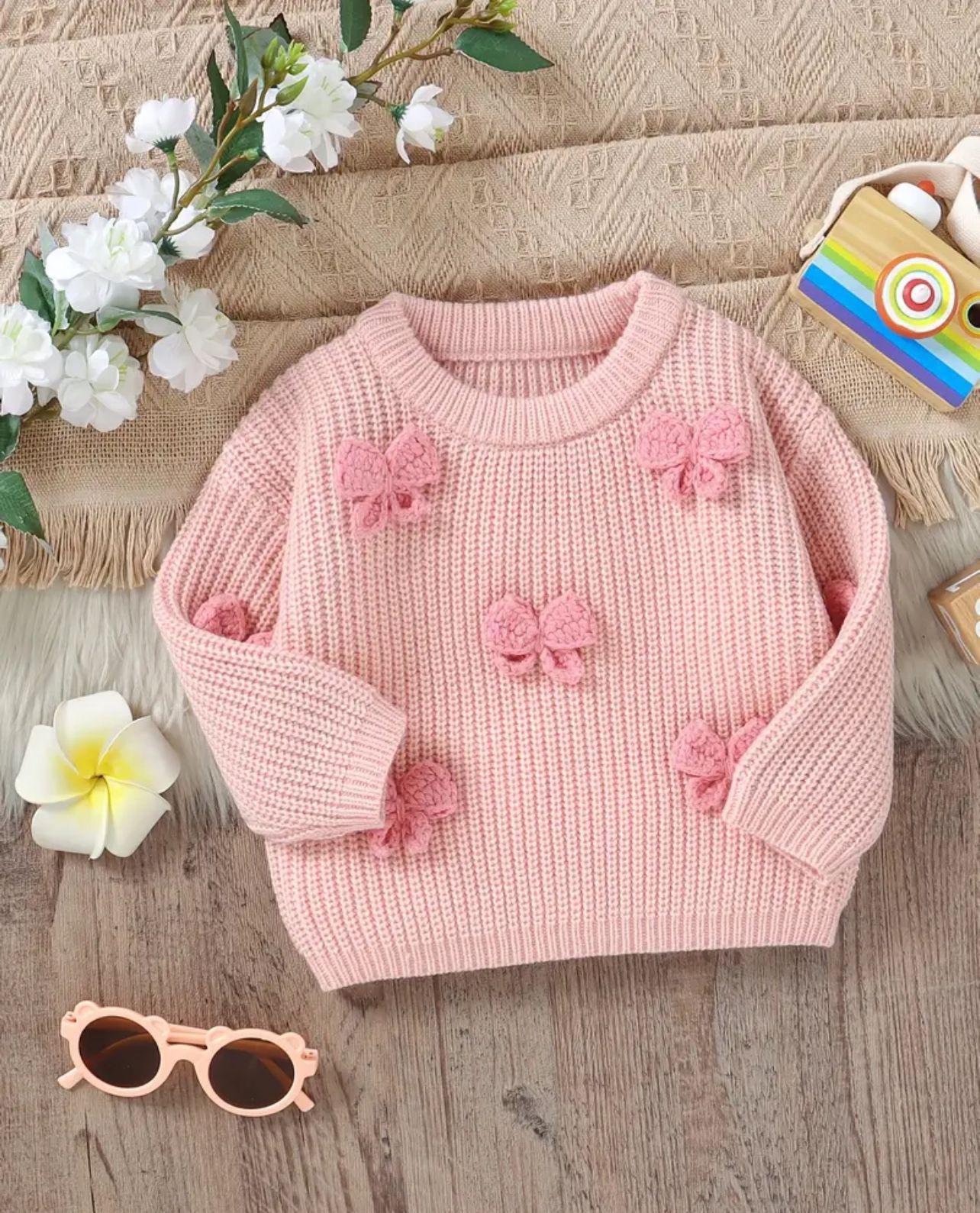Baby Pink Knit Bow Sweater