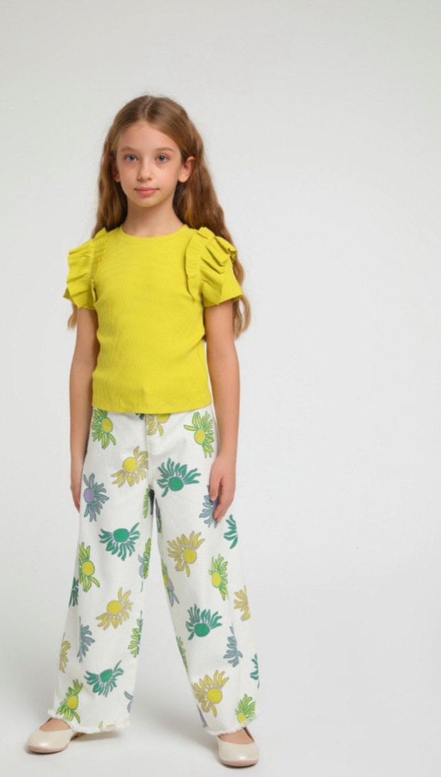 yellow ruffle short sleeve