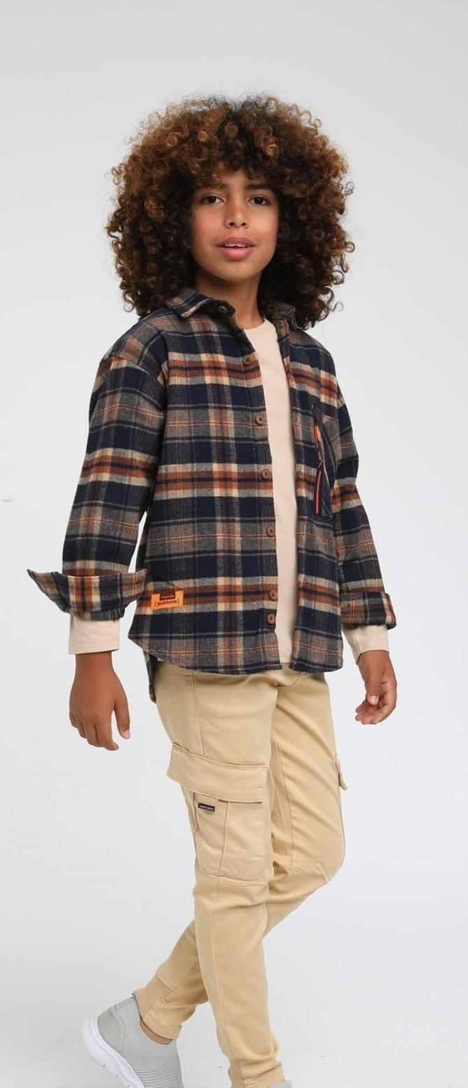 Boys Overshirt Brown Button