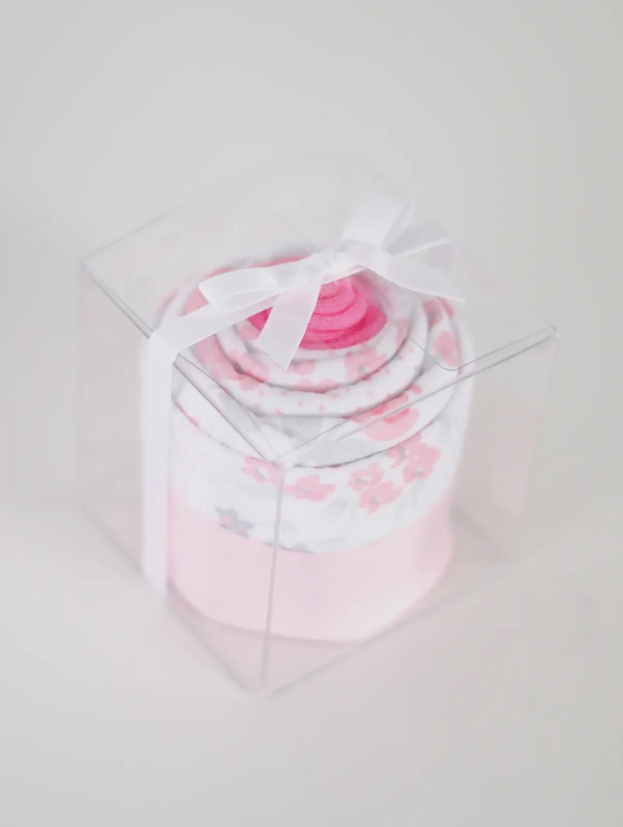 Baby Receiving Blanket & Sock Single Cupcake Gift - Floral
